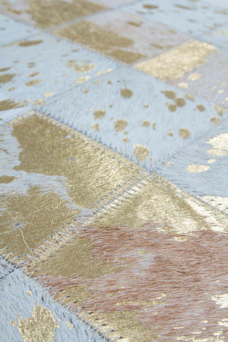 Kayoom Lederteppich »Lavish 210 - Fellteppich«, rechteckig, 8 mm Höhe, 100% Rindsleder, Patchwork-Dessin, Wohnzimmer