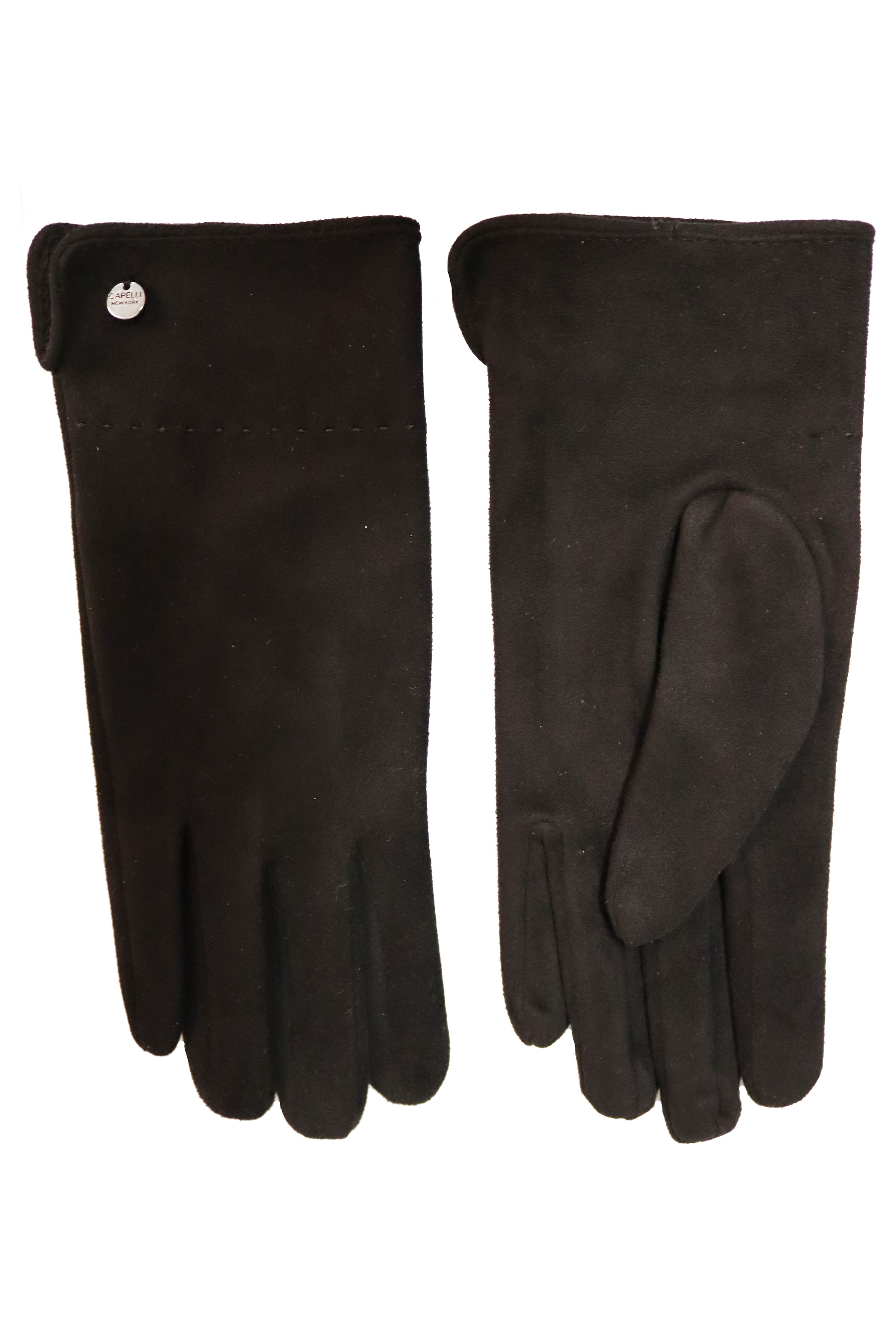 Capelli New York Damen Strickhandschuhe 1 Paar, mit Ziernaht, Metall-Logo, Feinripp-Strick, elastisch