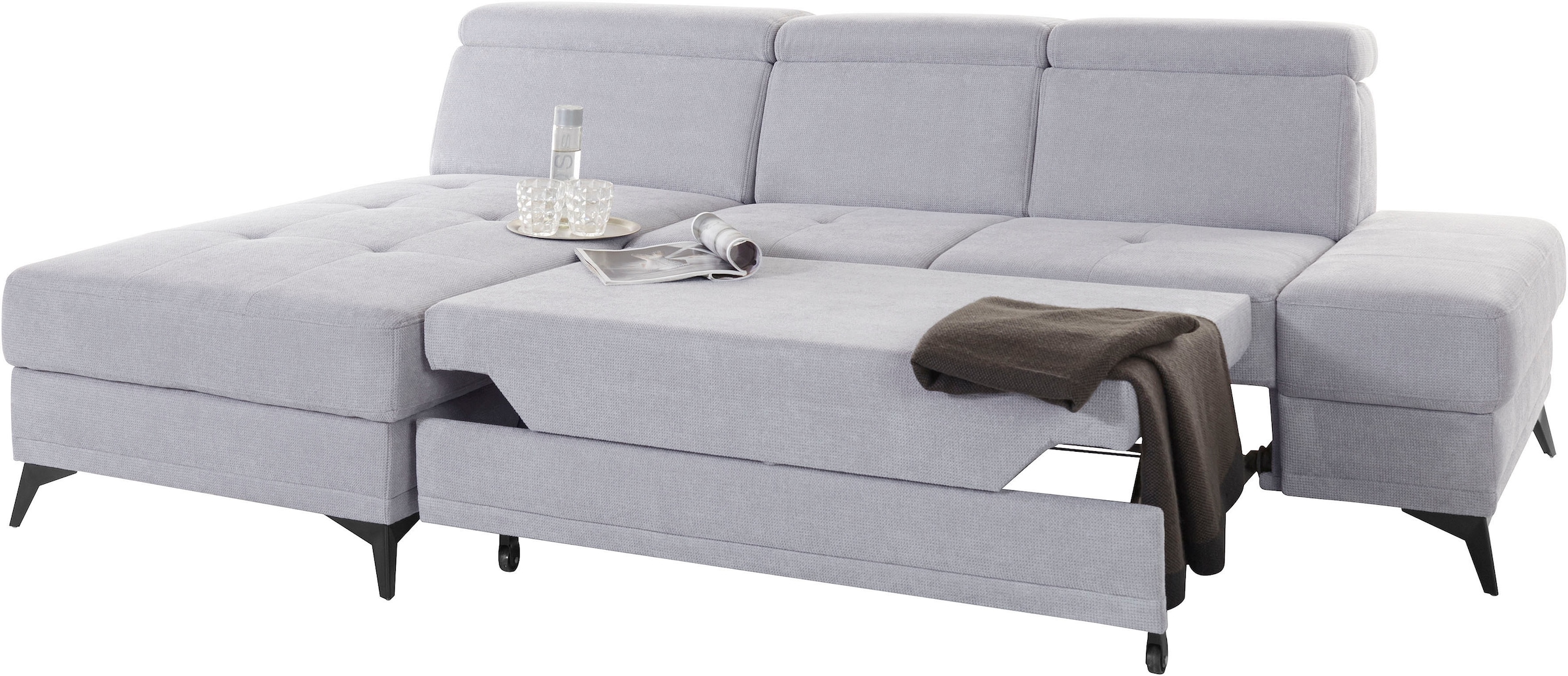INOSIGN Ecksofa »Cardiz L-Form«, inkl.Kopfteilverstellung und Federkern wahlweise mit Bettfunktion