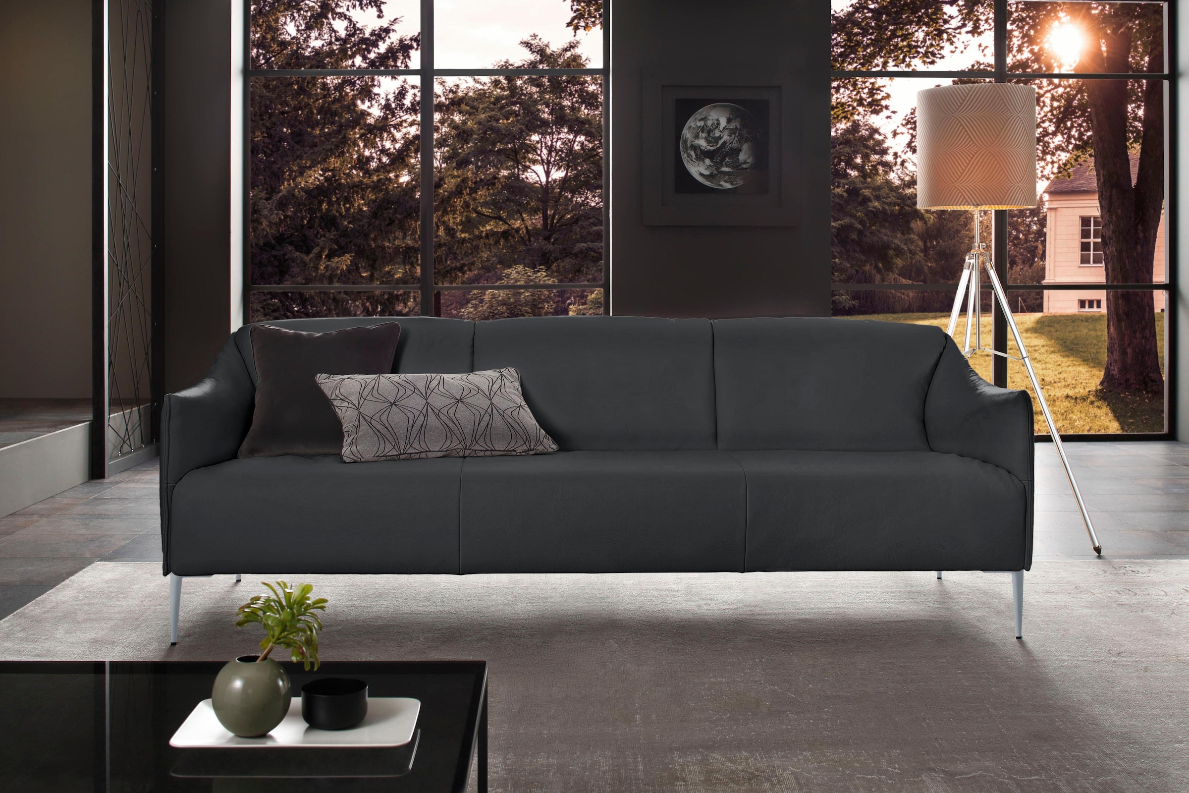 W.SCHILLIG 3-Sitzer »sally Design-Sofa, Loungesofa, bequem, schmale Armlehnen, Breite 224cm« mit Metallfüßen in Silber matt, Breite 224 cm
