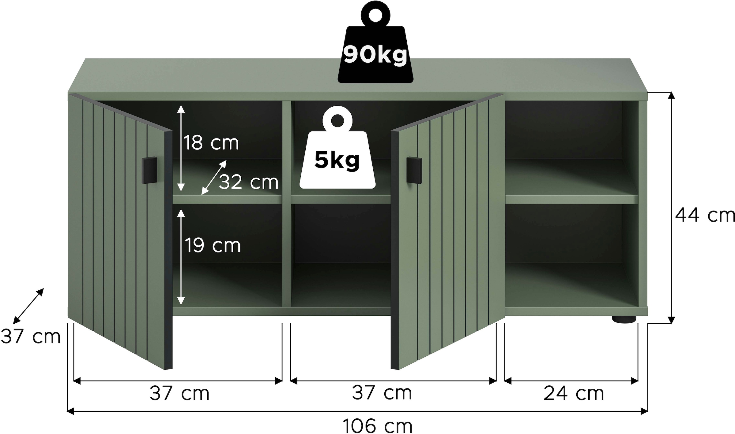 INOSIGN Sitzbank »TATIO, 106x43x37 cm, 2 Türen, 2 offene Fächer« Sitzbank und Sitzkissen, 