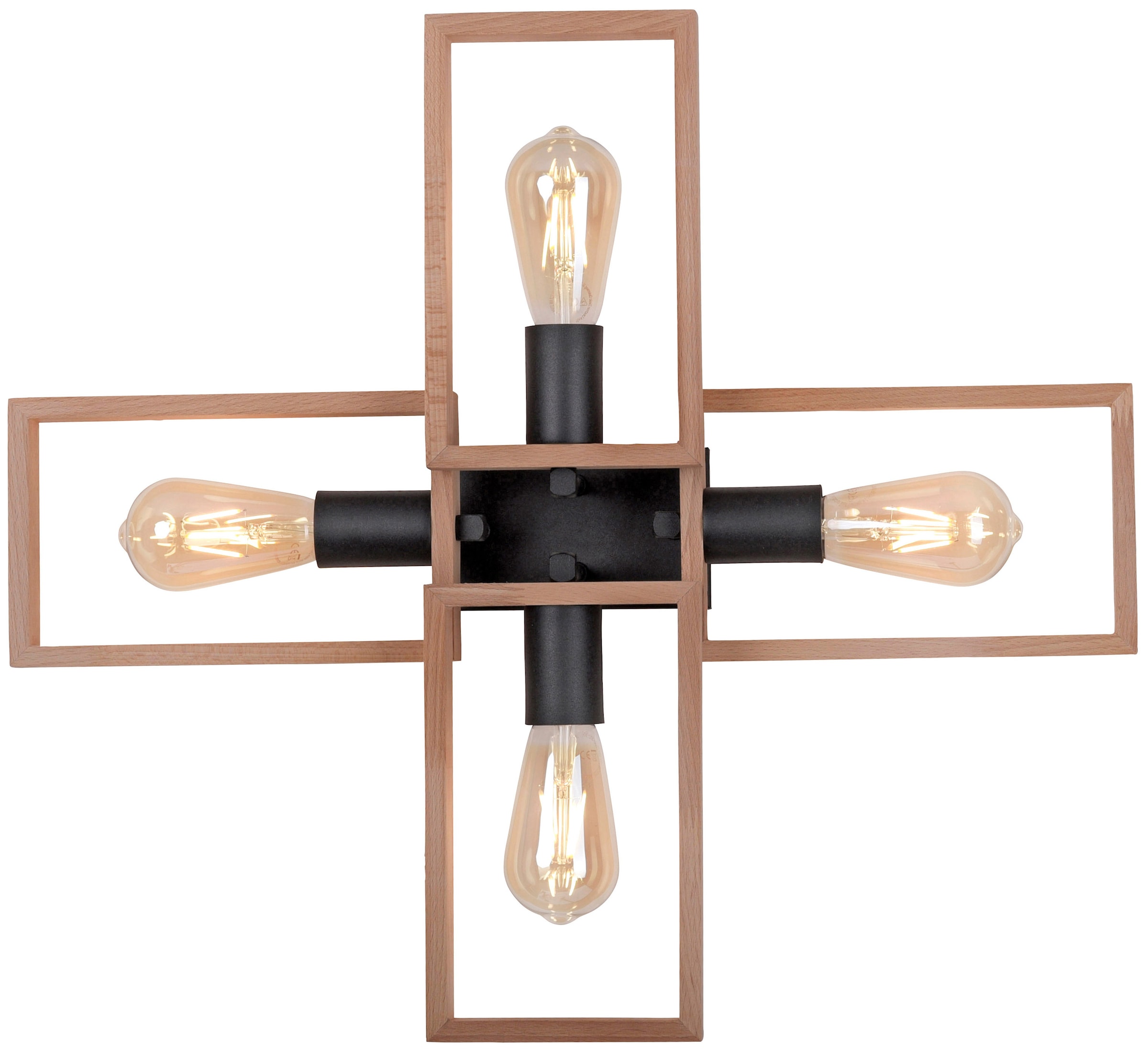 Home affaire Deckenleuchte »Nohen«, 4 flammig-flammig, Deckenlampe aus Holz  (Akazienholz), geeignet für E27 Leuchtmittel kaufen bei OTTO