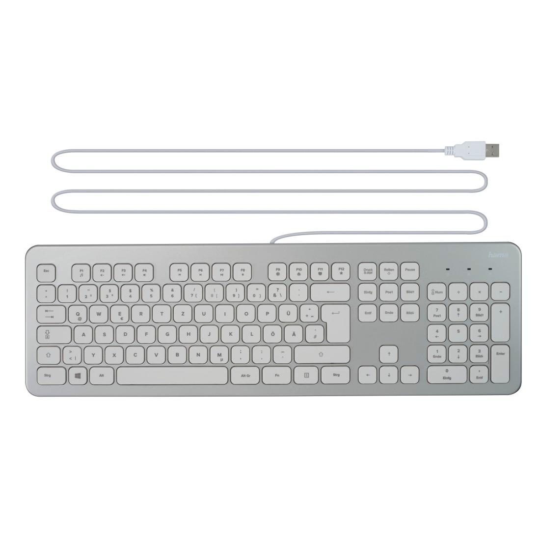 Hama PC-Tastatur »Tastatur "KC-700", kabelgebunden, PC, Notebook, Laptop Keyboard«, Abgesetzte Tasten/Leise Tasten