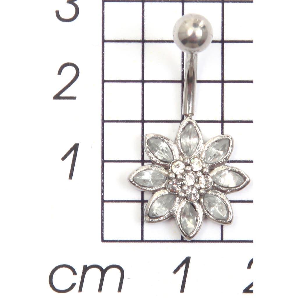 Firetti Bauchnabelpiercing »Schmuck Geschenk Piercing Körperschmuck Blume«, mit Glassteinen