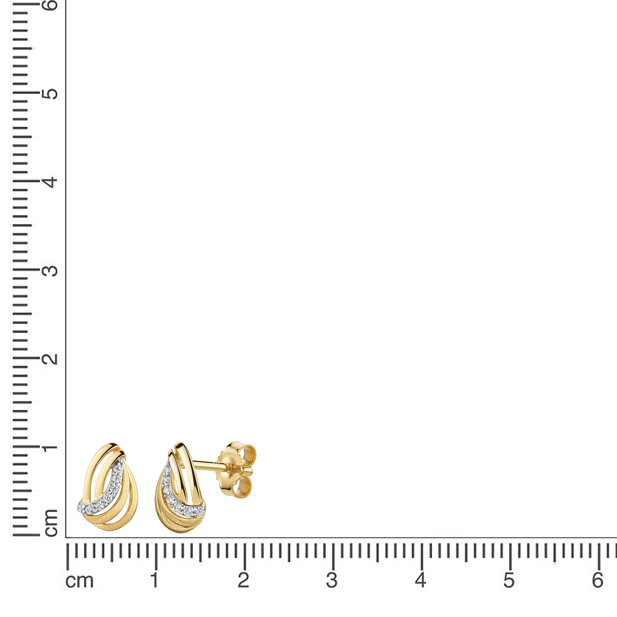 Firetti Paar Ohrstecker »Schmuck Geschenk Gold 333 Ohrschmuck Ohrringe Welle bicolor« mit Zirkonia (synth.)