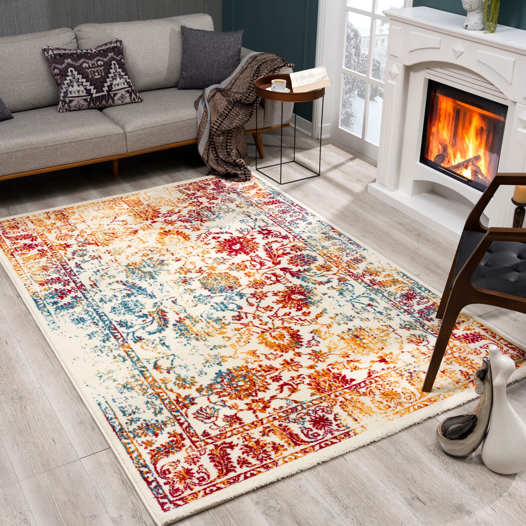 Sanat Teppich »Vintage 1606«, rechteckig, 13 mm Höhe, Wohnzimmer, Kurzflor, Vintage Look, Retro