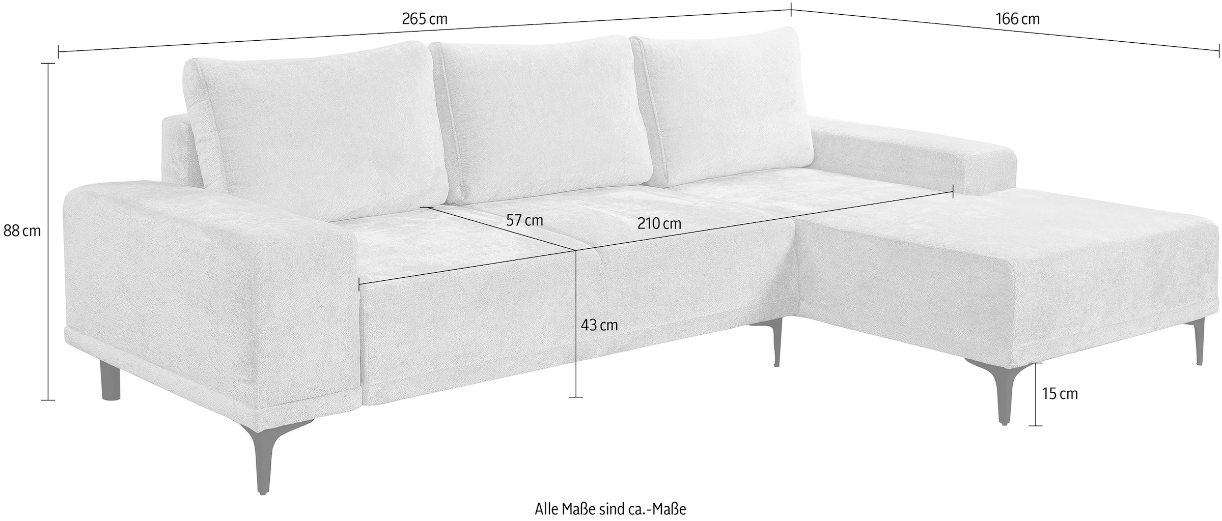 WERK2 Ecksofa »Havanna L-Form«, Moderne Eckcouch in Bouclé mit Schlaffunktion & Bettkasten