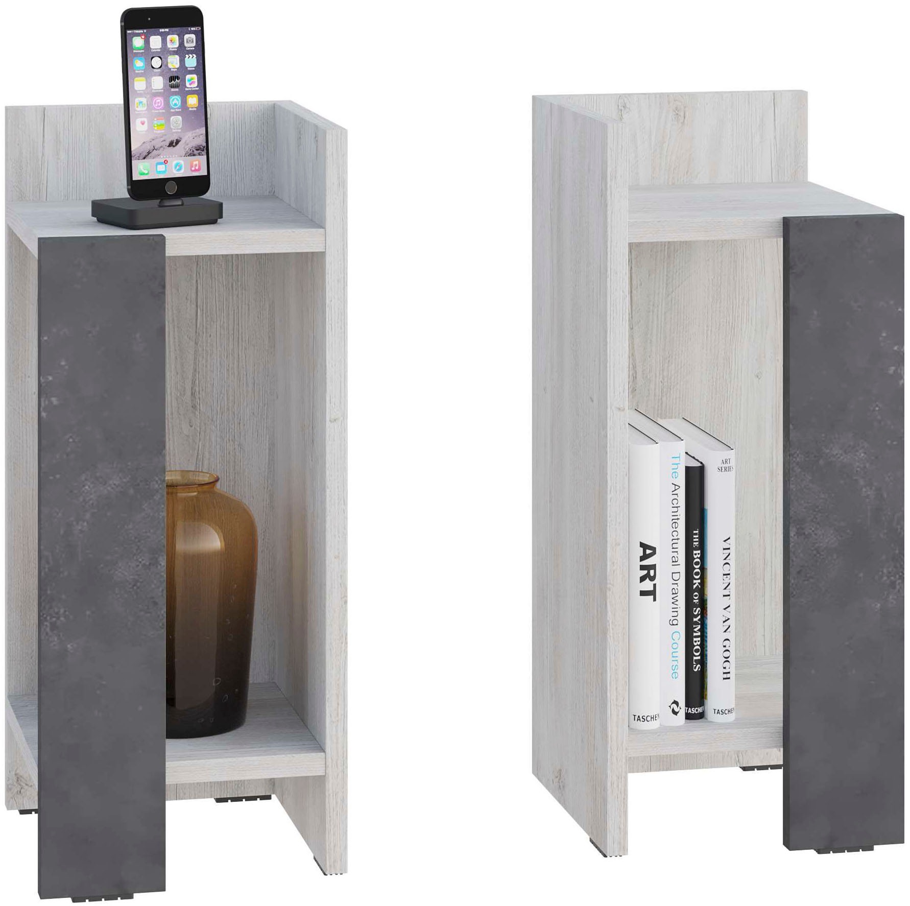 Decortie Nachttisch »ELOS NACHTTISCH SET« Packung in weiß, Größe B/H/T: 25 cm x 60 cm x 25 cm