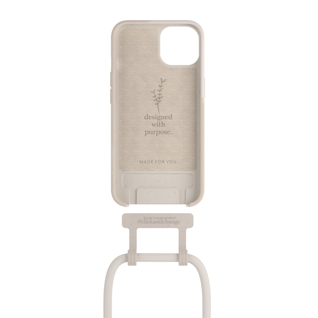 Woodcessories Smartphone-Hülle »Woodcessories Change Case Batik Bio Dove für iPhone 13 Mini«, iPhone 13 Mini, Abnehmbares Kordelband-Modul
