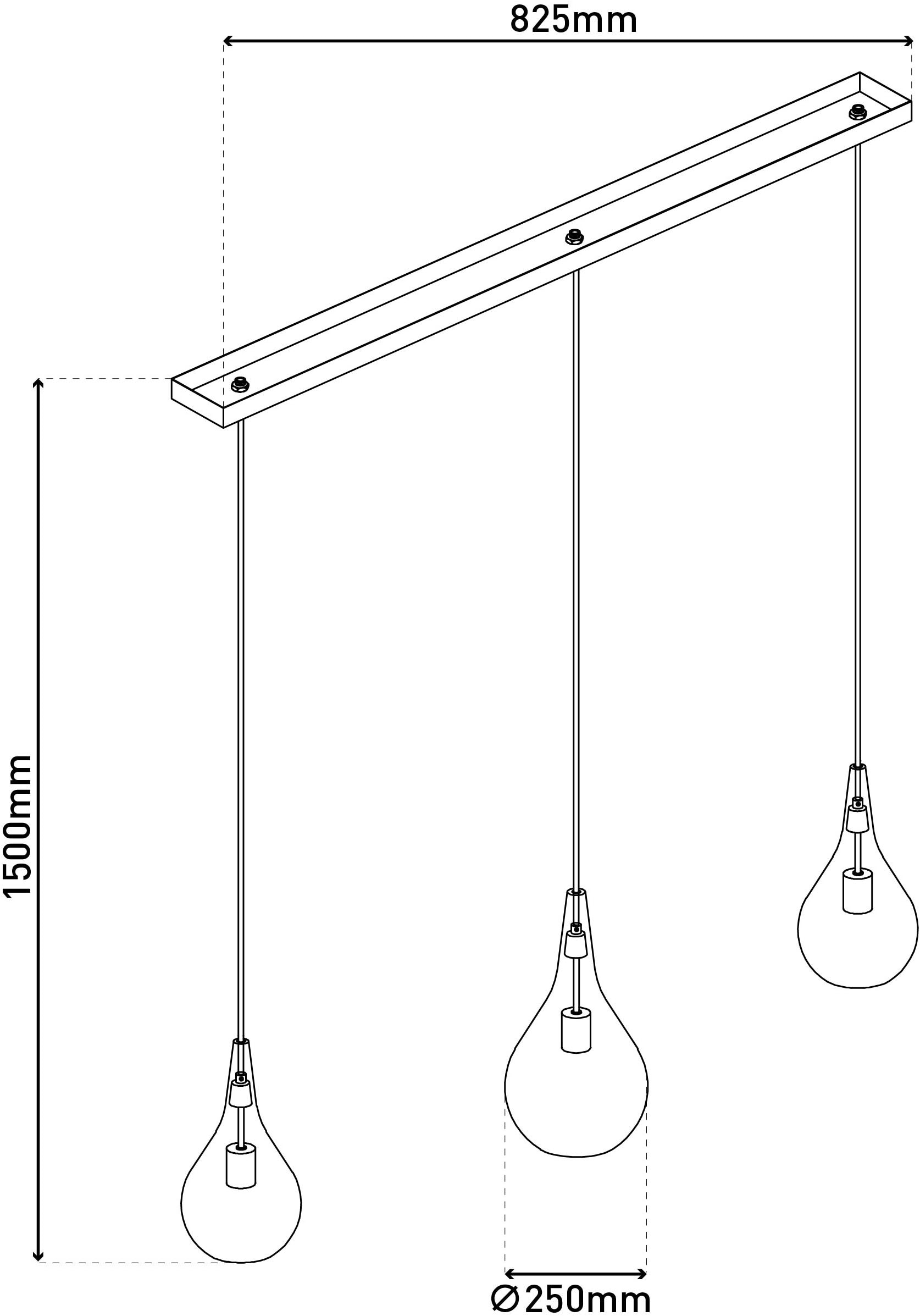 näve Pendelleuchte »Gota« E27 1 Stk. 3er je 1 x E27, Rauchglas (2 kleine Gläser/1 größeres Glas), H: 150cm