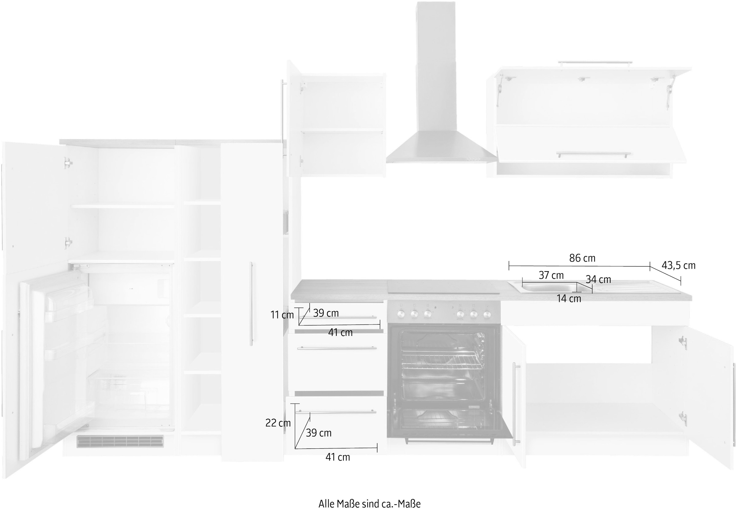 HELD MÖBEL Küchenzeile »Samos«, ohne E-Geräte, Breite 330 cm kaufen im OTTO  Online Shop