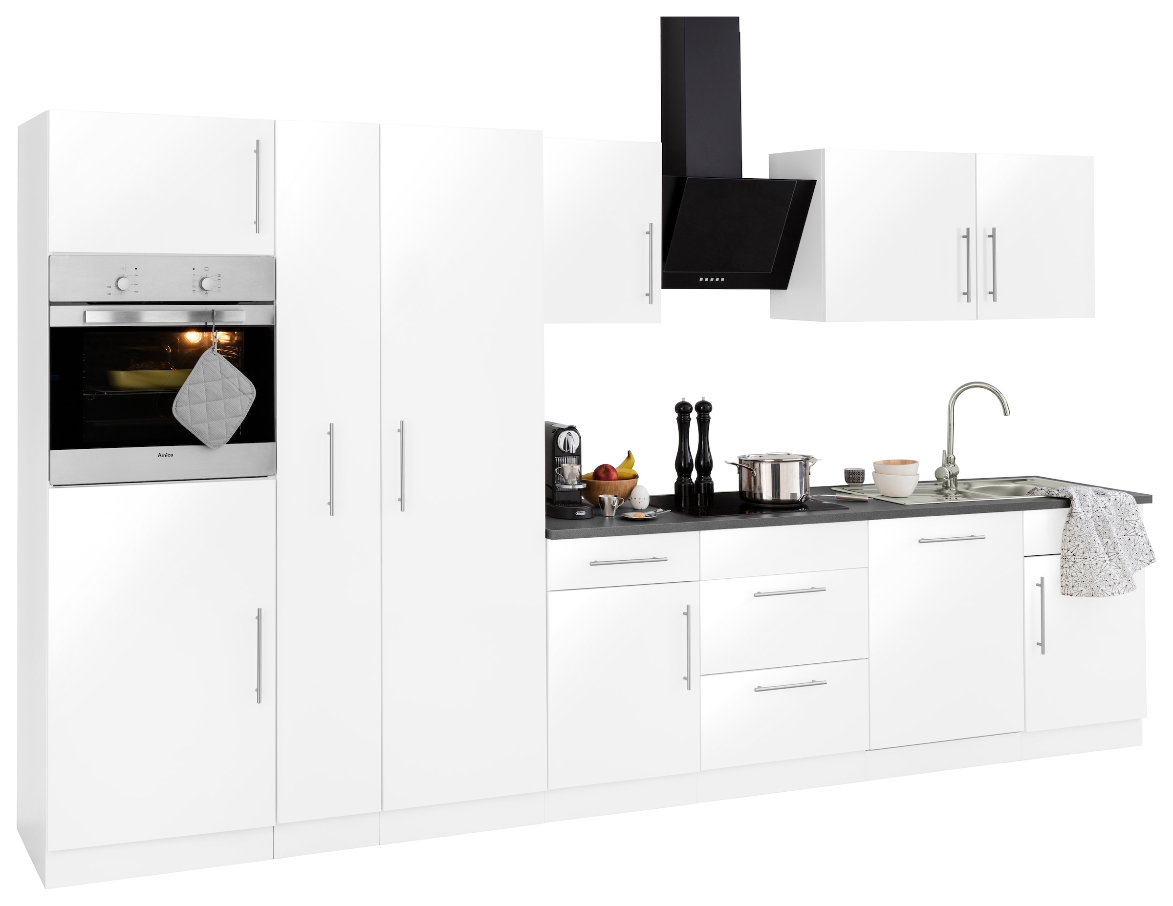 wiho Küchen Küchenzeile »Cali«, mit online Breite mit 360 cm E-Geräten, bei OTTO Metallgriffen