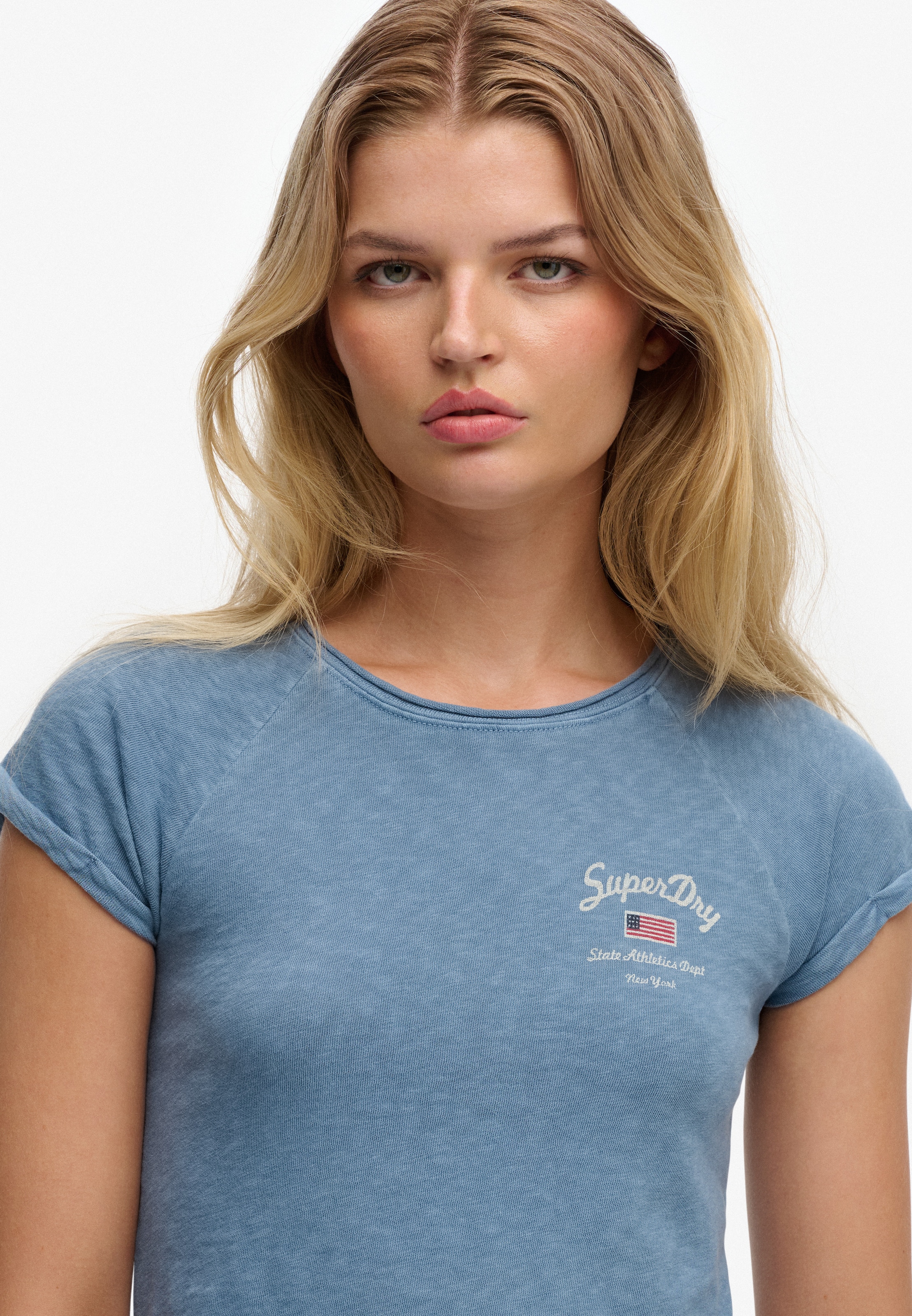 Superdry Kurzarmshirt »ATH ESS SLUB GRAPHIC TEE« Baumwolle, skinny fit