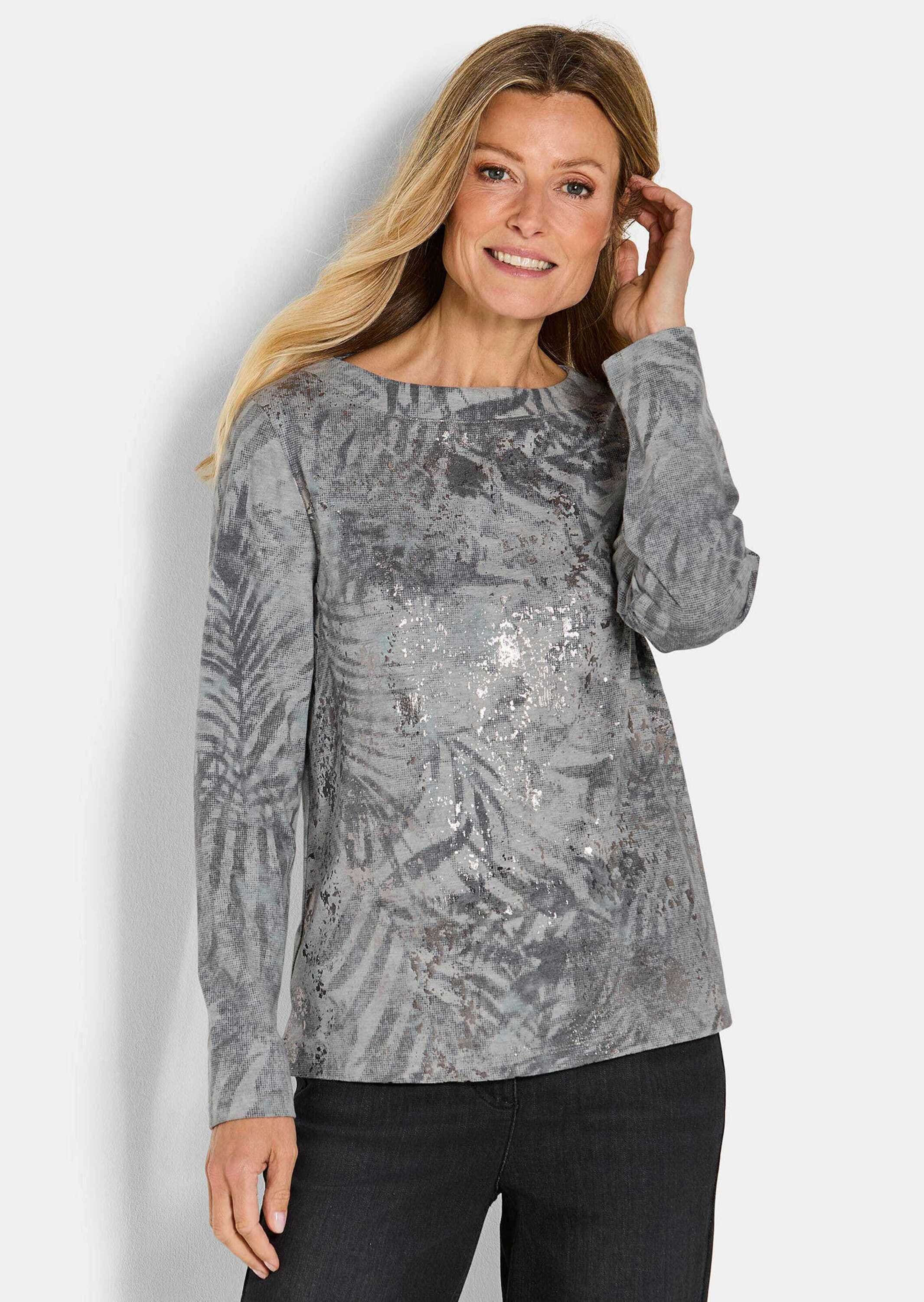 GOLDNER Print-Shirt »Kurzgröße Sweatshirt in Metallic-Optik«