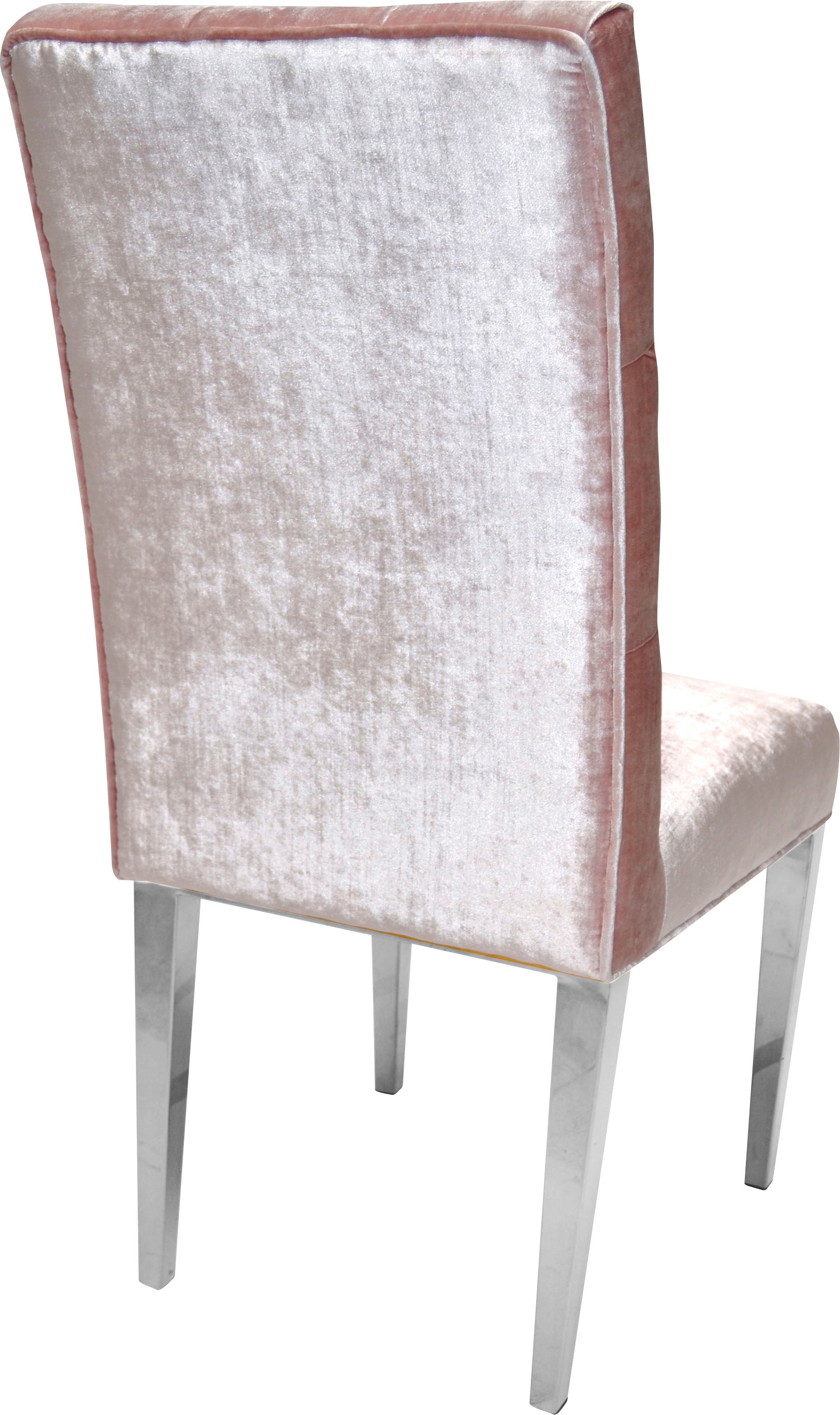 Leonique Stuhl »Pinky«, (Set), 1 St., Samtvelours, Stuhl, rosa Velours, Silberfüße, Knöpfe, Design, 49x66x106 cm