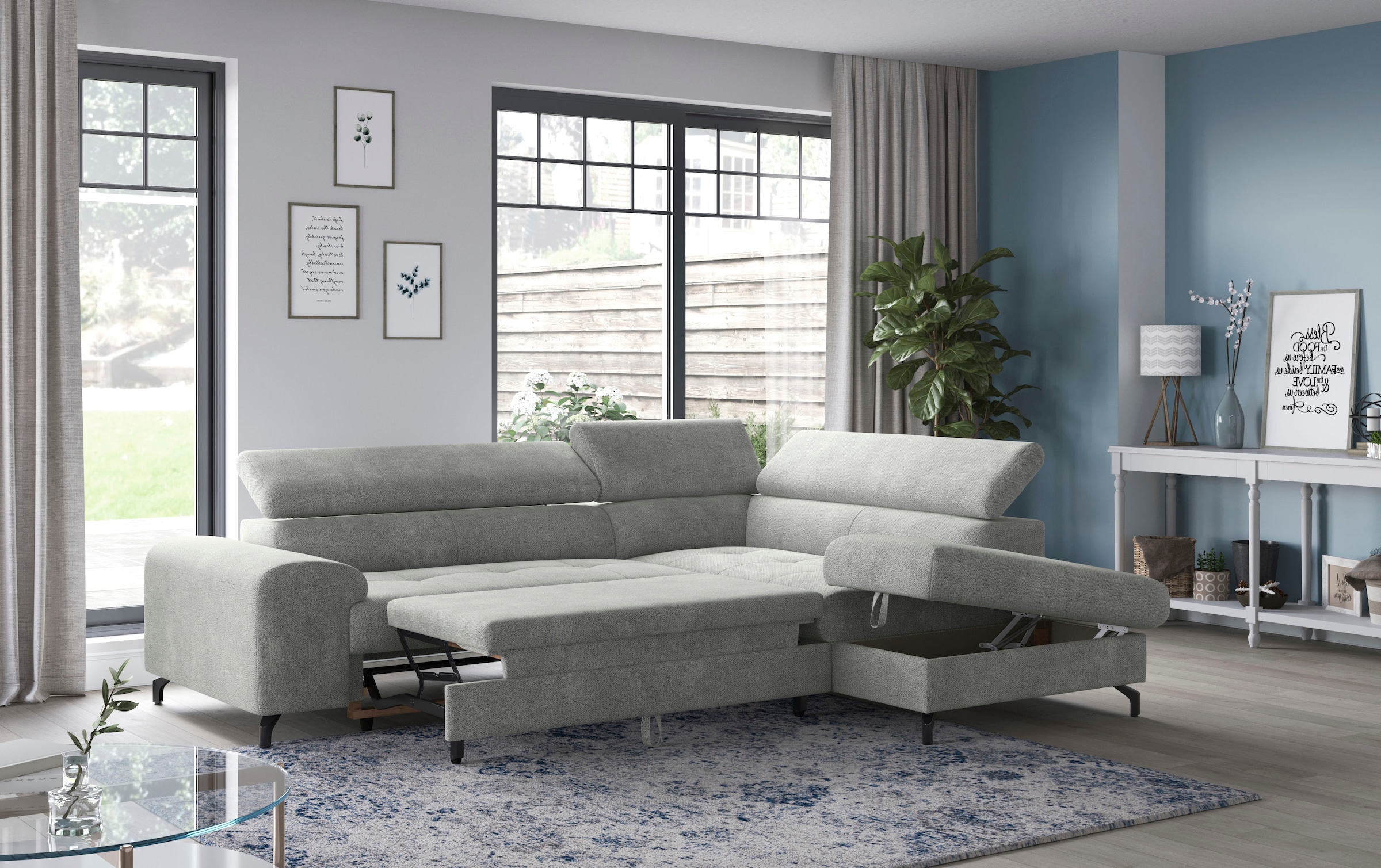 COTTA Ecksofa »Aura L-Form«, mit Schlaffunktion, Bettkasten und Kopfteilverstellung
