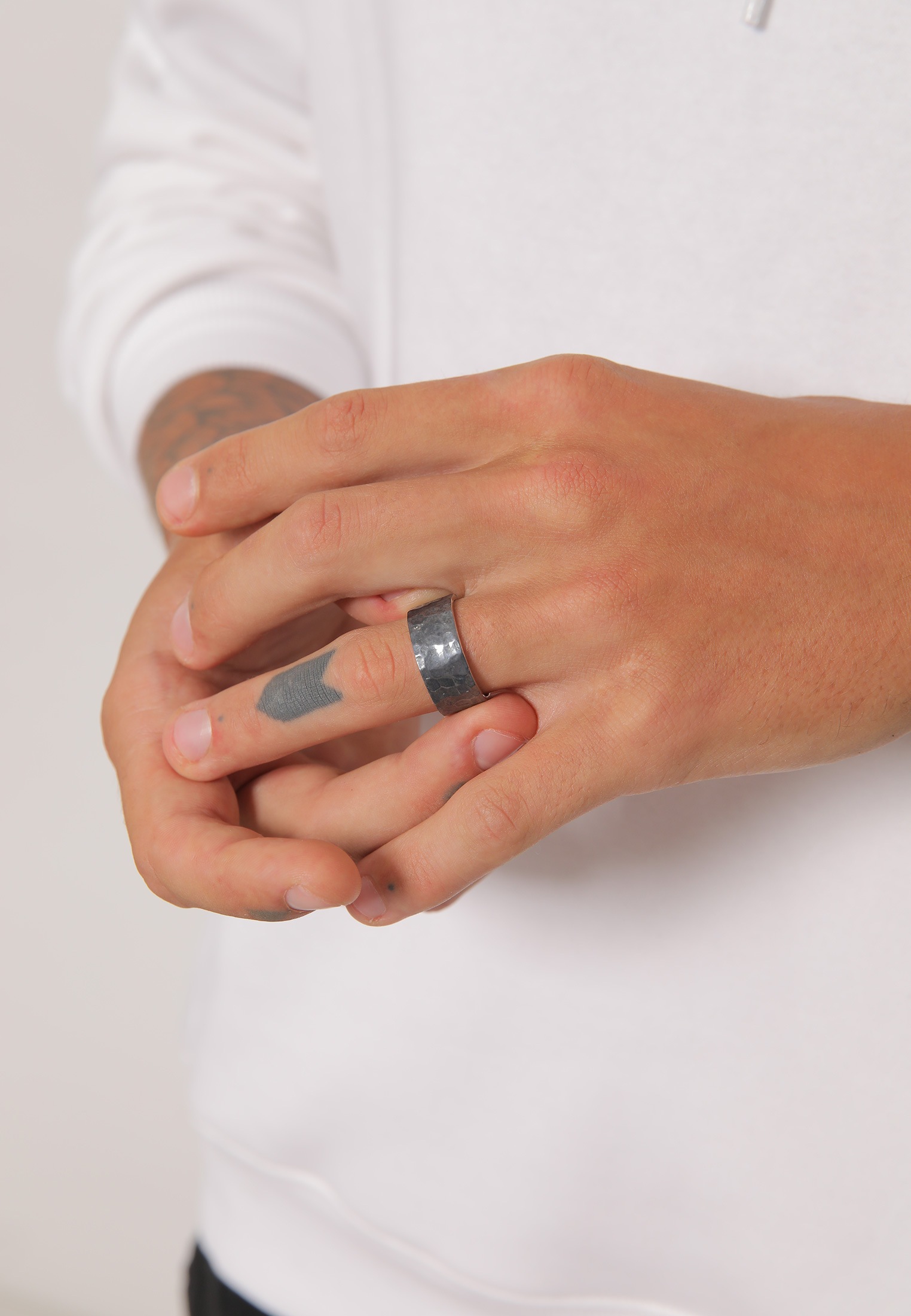 Kuzzoi Silberring »Ring Herren Gehämmert Markant Matt 925 Silber«