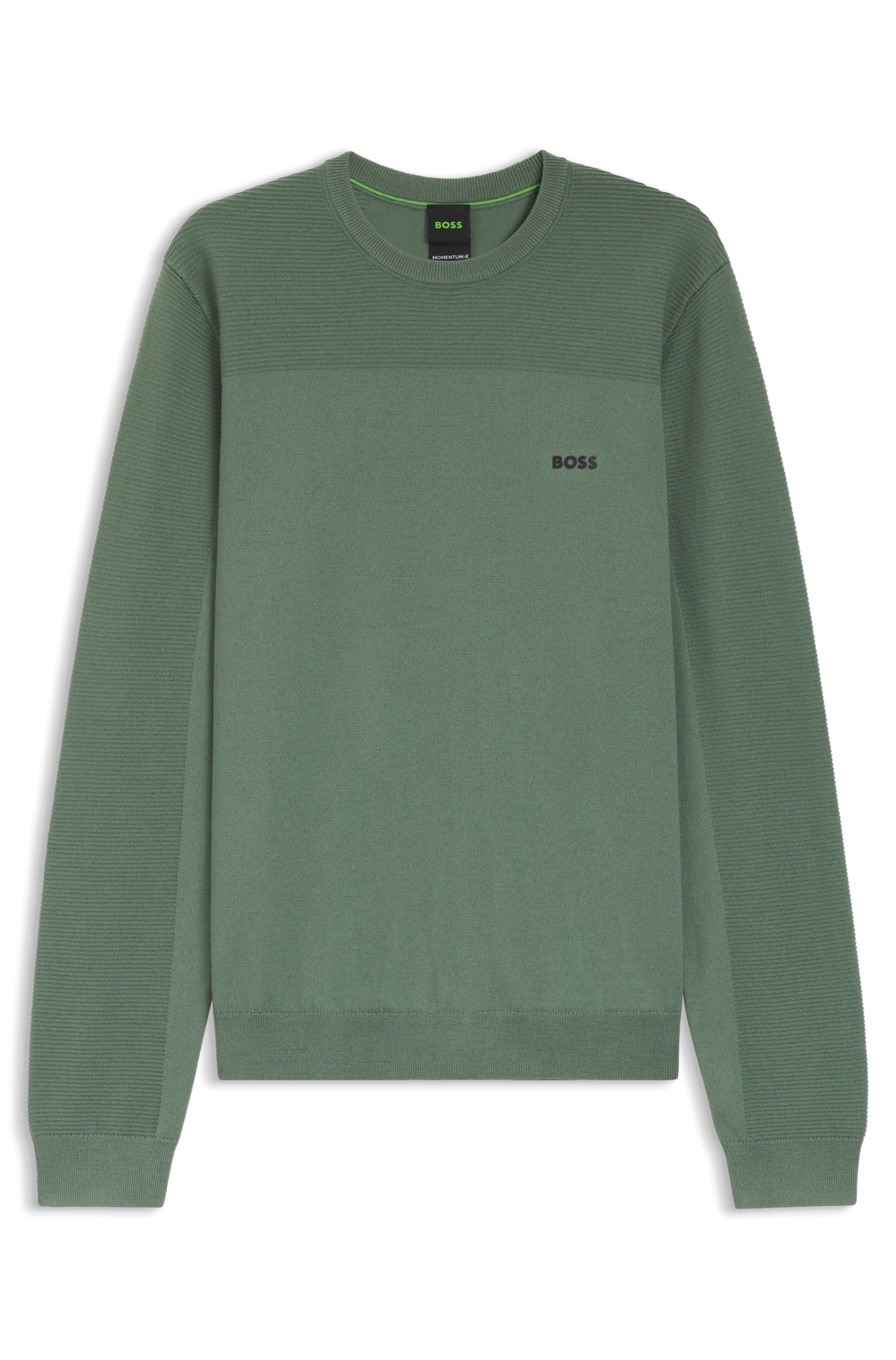 BOSS GREEN Strickpullover »KN Momentum-X CN« Rundhalsausschnitt, Regular Fit, kontrast HD-Logo