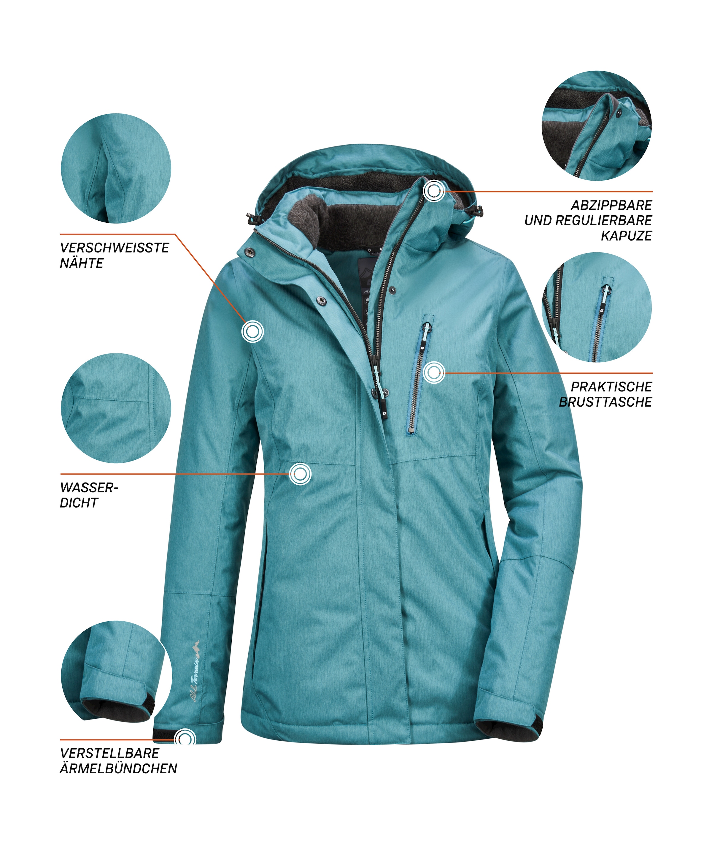 Killtec Outdoorjacke »Nira«, Wasser- und winddichte Jacke, atmungsaktiv, abnehmbare Kapuze