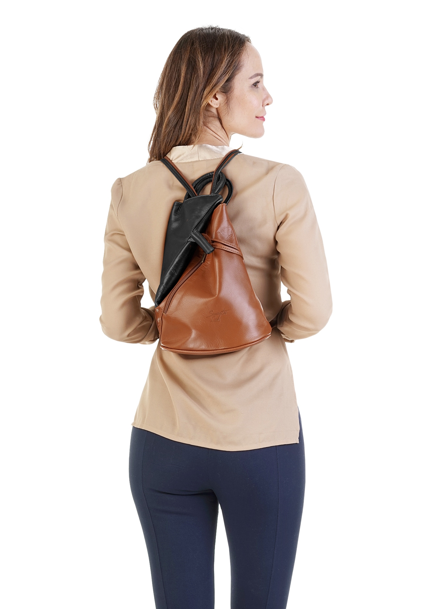 Samantha Look Cityrucksack echt Leder, Made in Italy