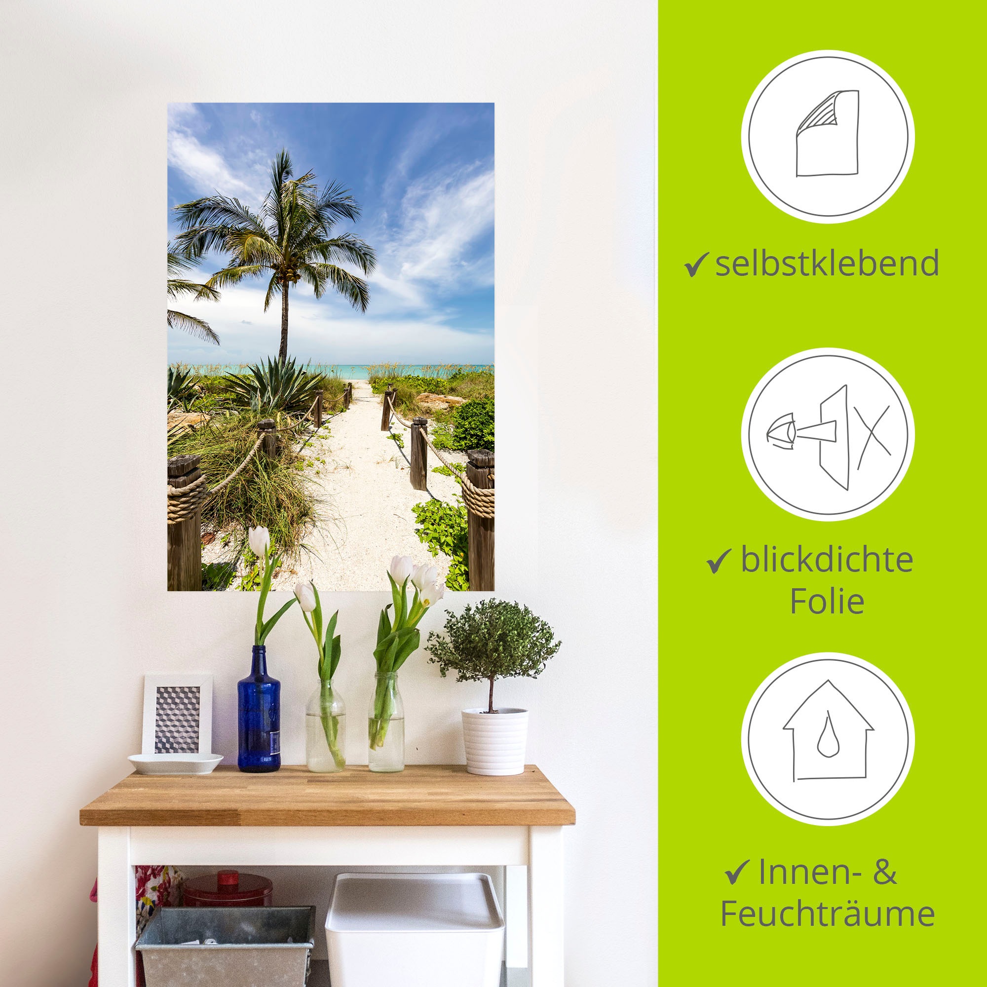 Artland Wandbild »Weg zum Strand II«, Strandbilder, (1 St.), als Alubild, Outdoorbild, Poster, Wandaufkleber in verschied. Größen
