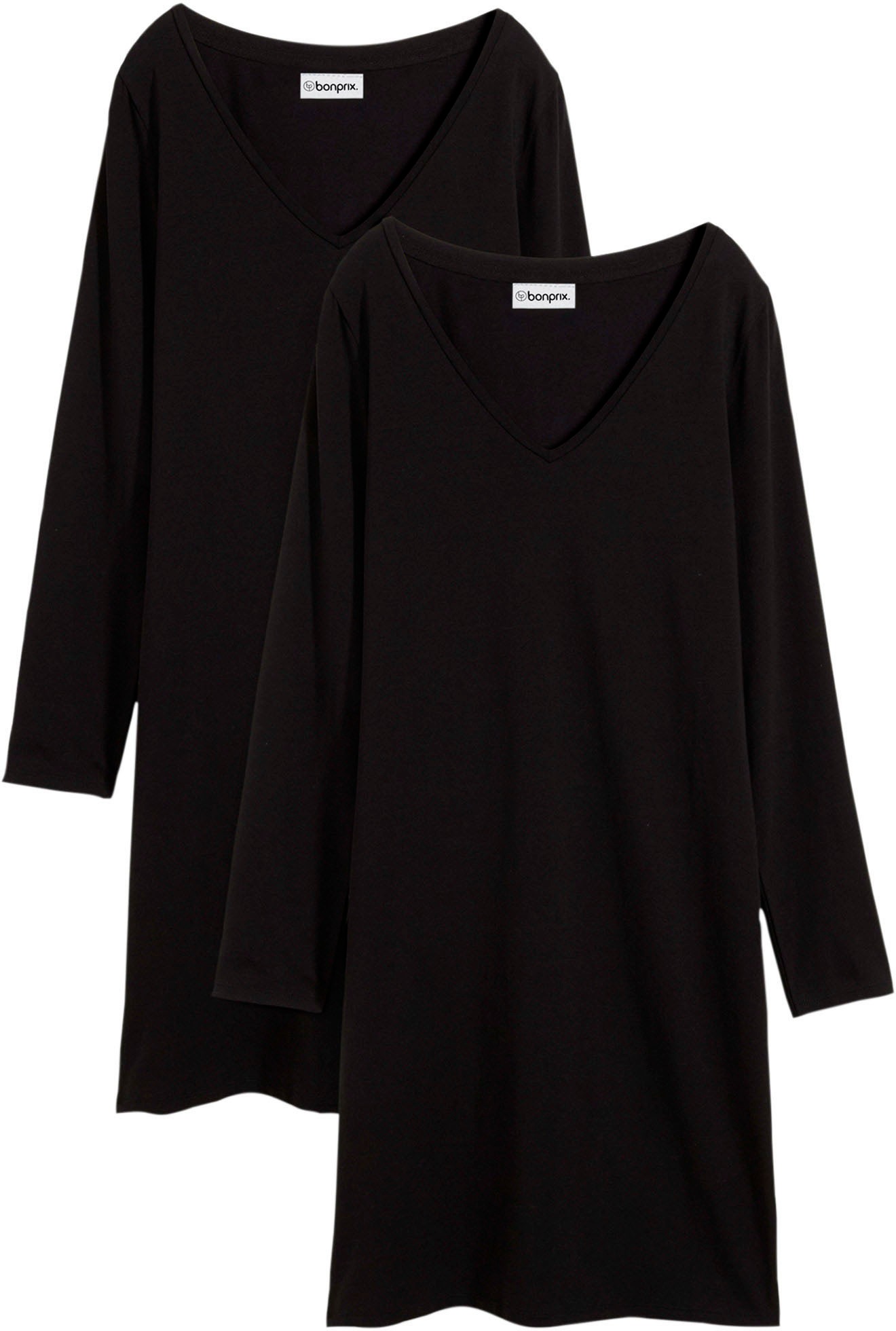 bonprix Jerseykleid »Jerseykleid aus Viskose (2er Pack)« Packung, 2, 2 Stk. tlg. für Alltag, aus Baumwolle und Elasthan, Slim fit, kniefrei