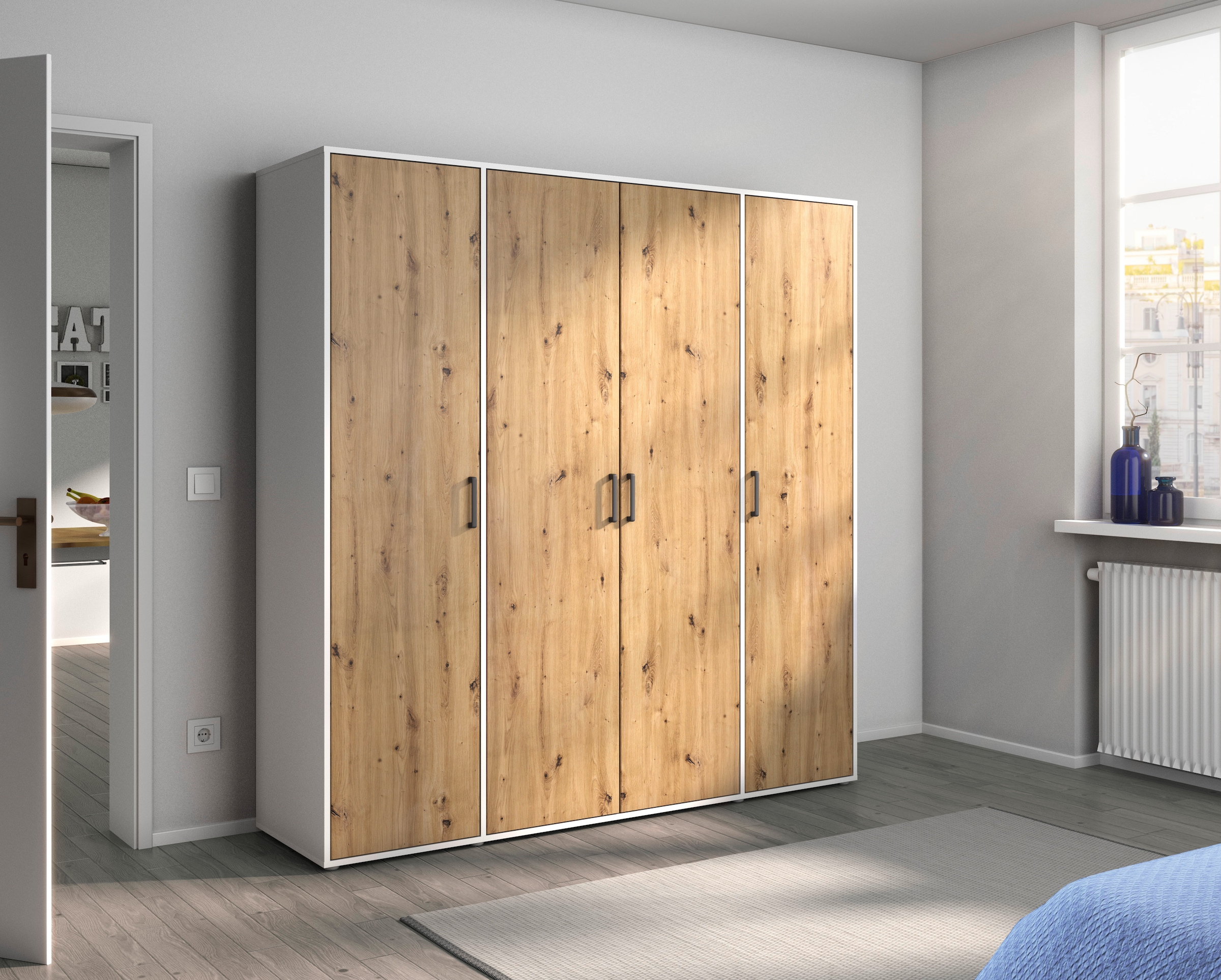 rauch Kleiderschrank »VOYAGER Garderobe Wäscheschrank TOPSELLER Schlafzimmer«, (in 3 verschiedenen Ausstattungen BASIC/CLASSIC/PREMIUM), Schrank mit modernen Griffen in viel Stauraum MADE IN GERMANY