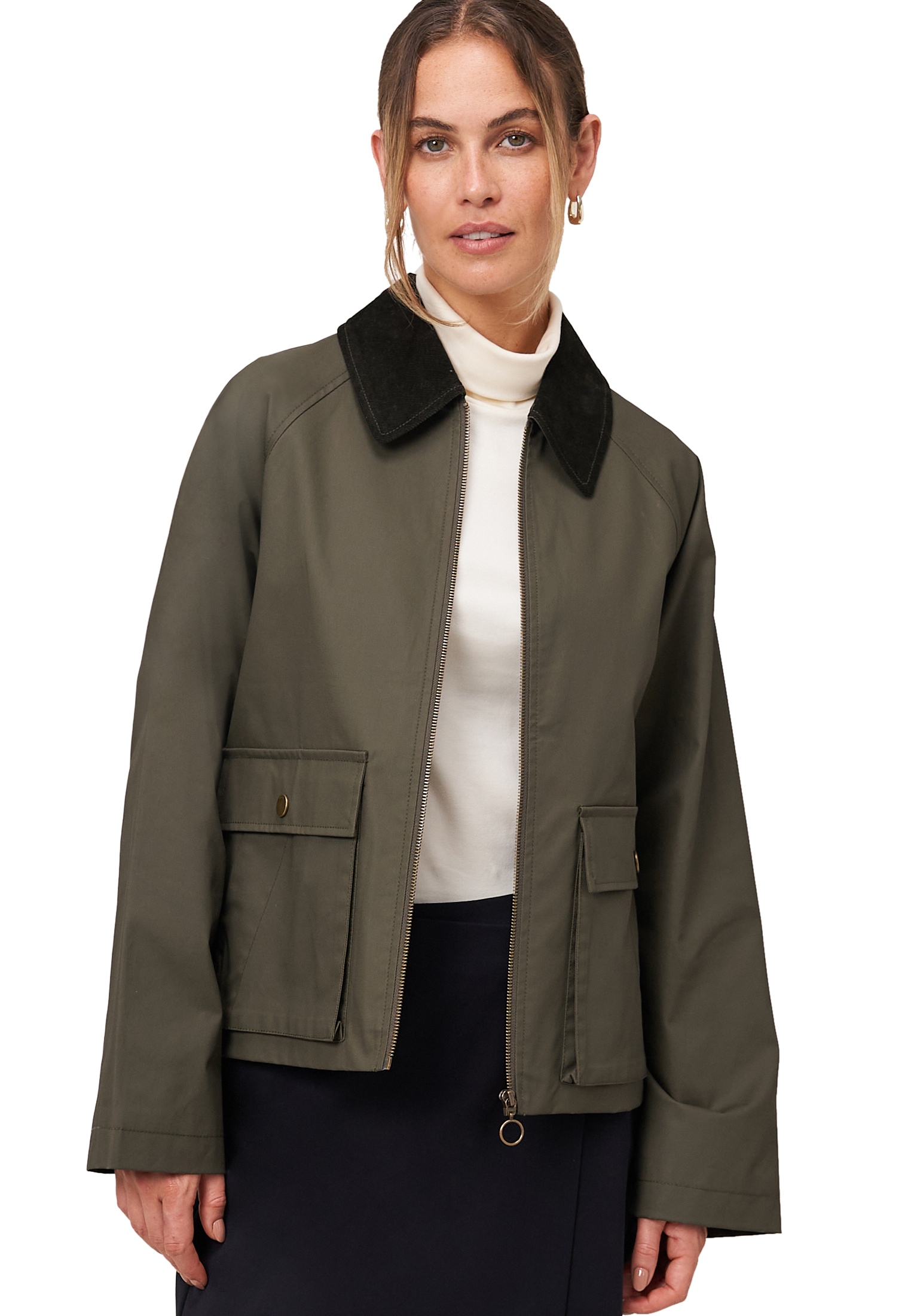 Zero Outdoorjacke »Jacke beschichtet mit Cordkragen«