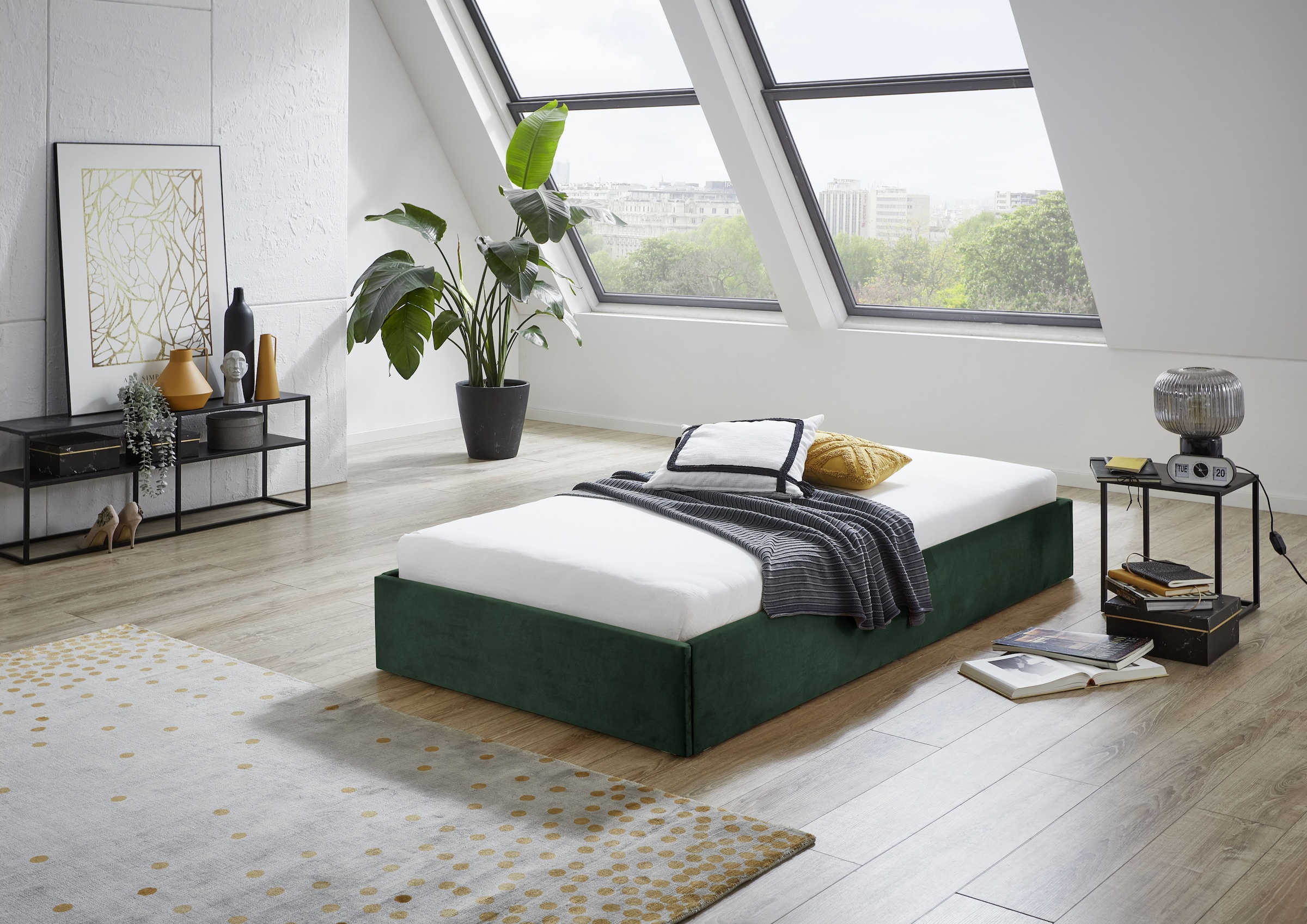 Westfalia Schlafkomfort Polsterbett »Osaka« auch ohne Matratze erhältlich oder in H2,H3 und H4 erhältich in grün, Größe Liegefläche B/L: 100 cm x...