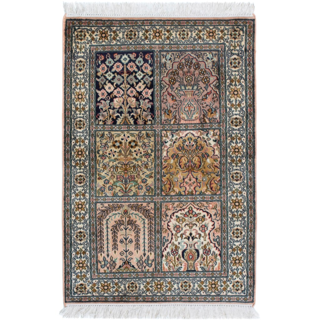 morgenland Seidenteppich »Seidenteppich - Kaschmir Seide - 95 x 64 cm - mehrfarbig«, rechteckig