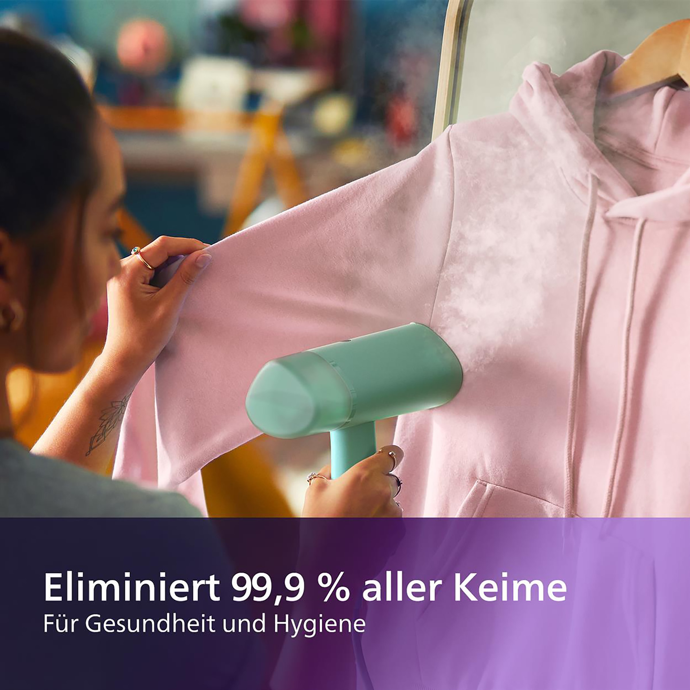 Philips Dampfbürste »STH3010, 100 ml abnehmbarer Wassertank«, 1000 W, kompakter und einklappbarer Steamer, Aufbewahrungstasche inkl.