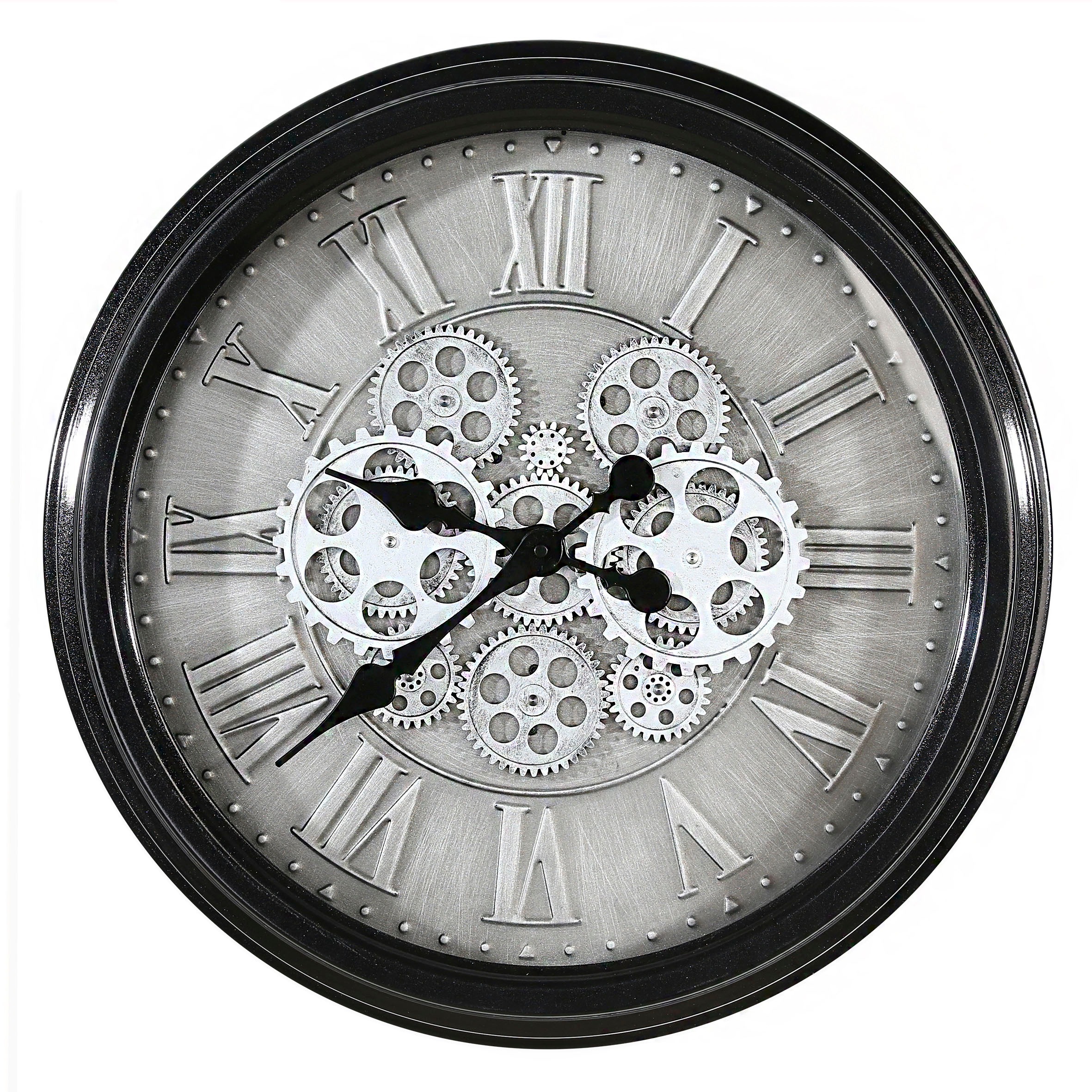 Casablanca by Gilde Wanduhr »Factona, antik silberfarben/schwarz«, rund, Ø 53 cm, aus Metall, römische Ziffern, Wohnzimmer