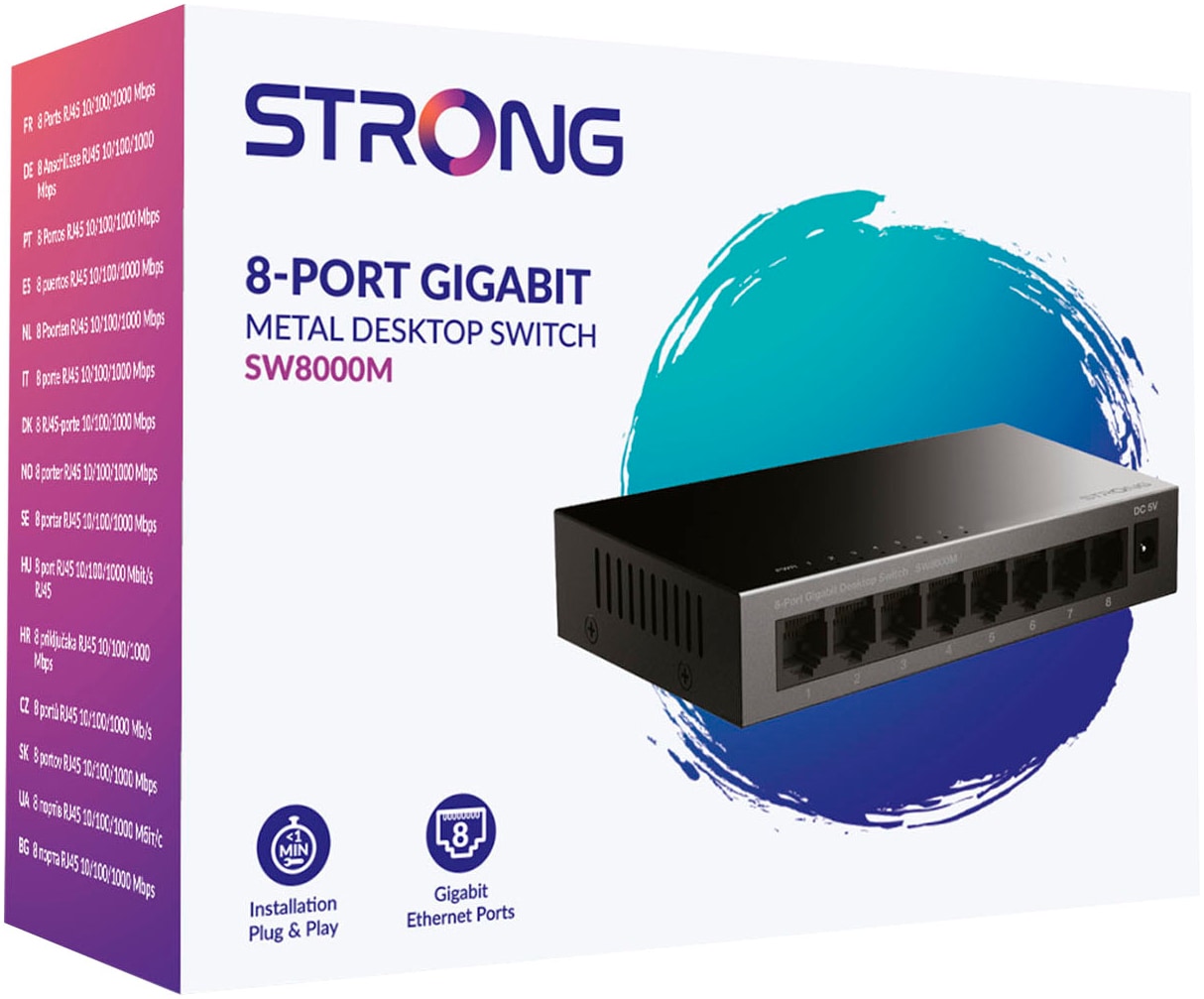 Strong Netzwerk-Switch »8-Port Gigabit Switch 10/100/1000 Mbit/s, Metallgehäuse«