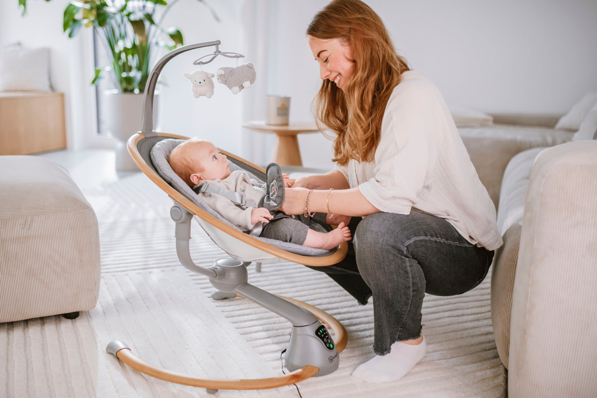 BabyGo Babywippe »Homey, wood optic«, bis 9 kg, mit Schaukelbewegungen und Sound