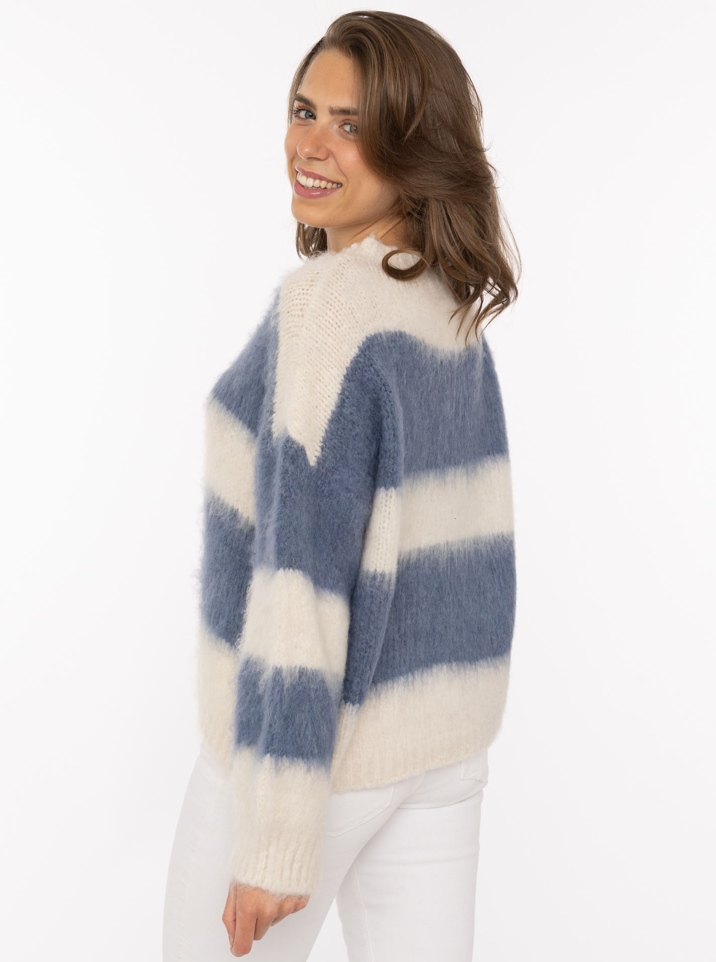 Zwillingsherz Strickpullover »"Streifen"« kuschelig mit Rundhalsausschnitt, Blockstreifen und Wollanteil