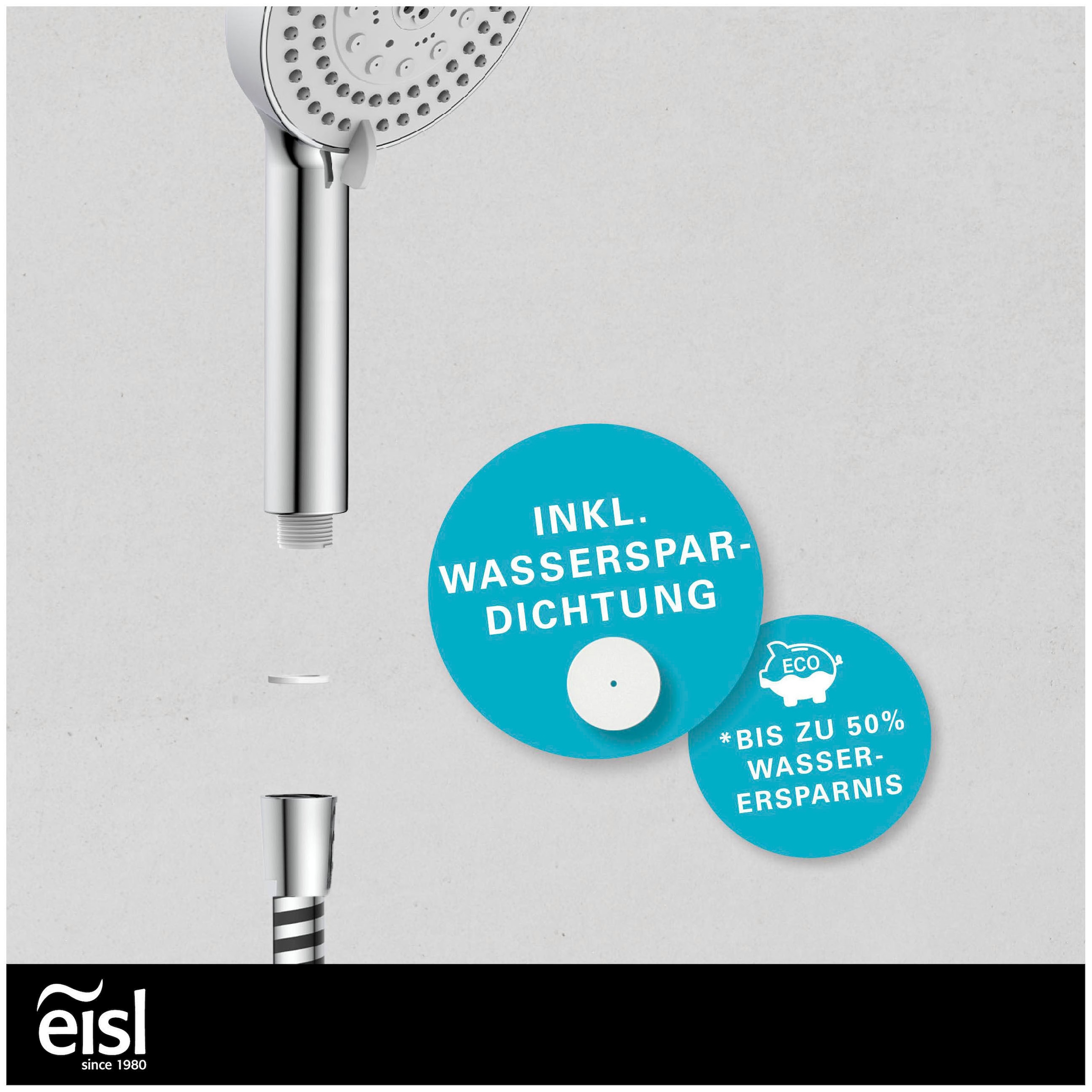 Eisl Brausegarnitur »STORM«, wassersparend, Antikalk, 7-fach verstellbar, Wasserstoppfunktion