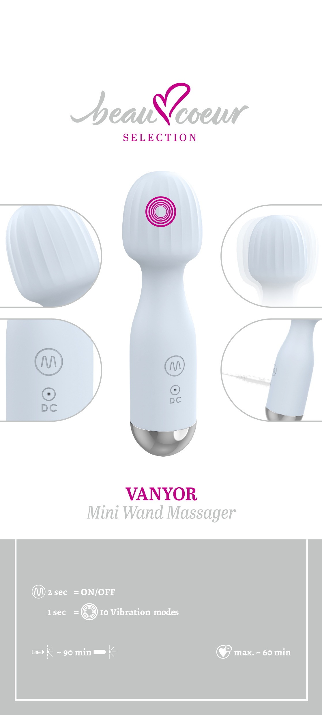 Beau Coeur Vibrator »Massagestab VANYOR Mini Wand Massager«