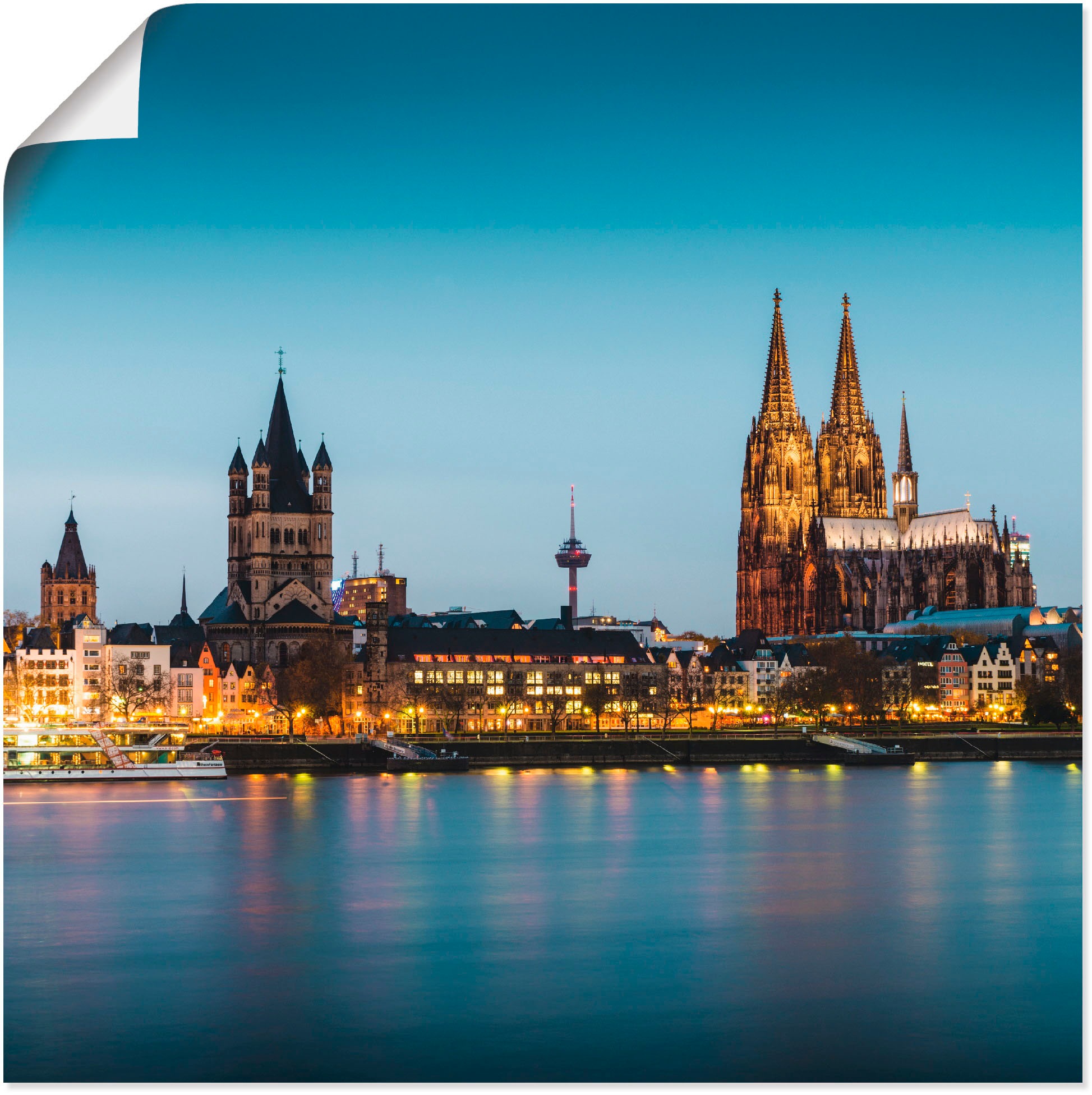 Artland Wandbild »Köln Rheinpromenade«, Deutschland, (1 St.), in vielen Größen & Produktarten - Alubild / Outdoorbild für den Außenbereich, Leinwandbild, Poster, Wandaufkleber / Wandtattoo auch für Badezimmer geeignet