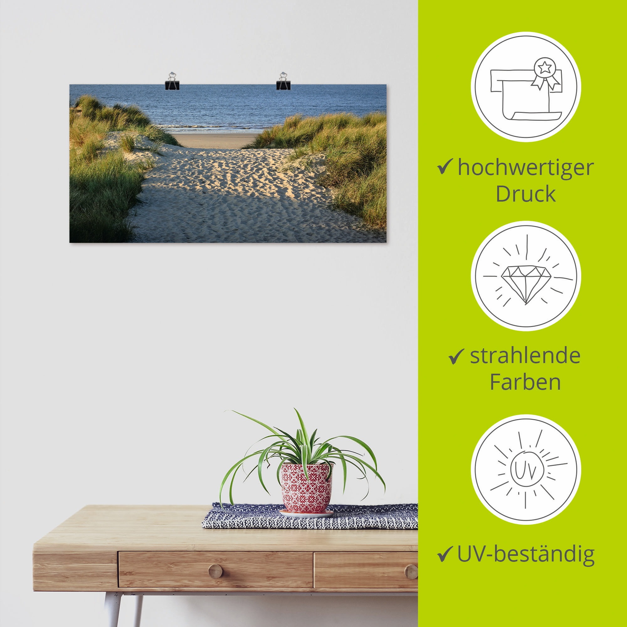 Artland Wandbild »Strandaufgang«, Strand, (1 St.), als Alubild, Outdoorbild, Leinwandbild, Poster, Wandaufkleber