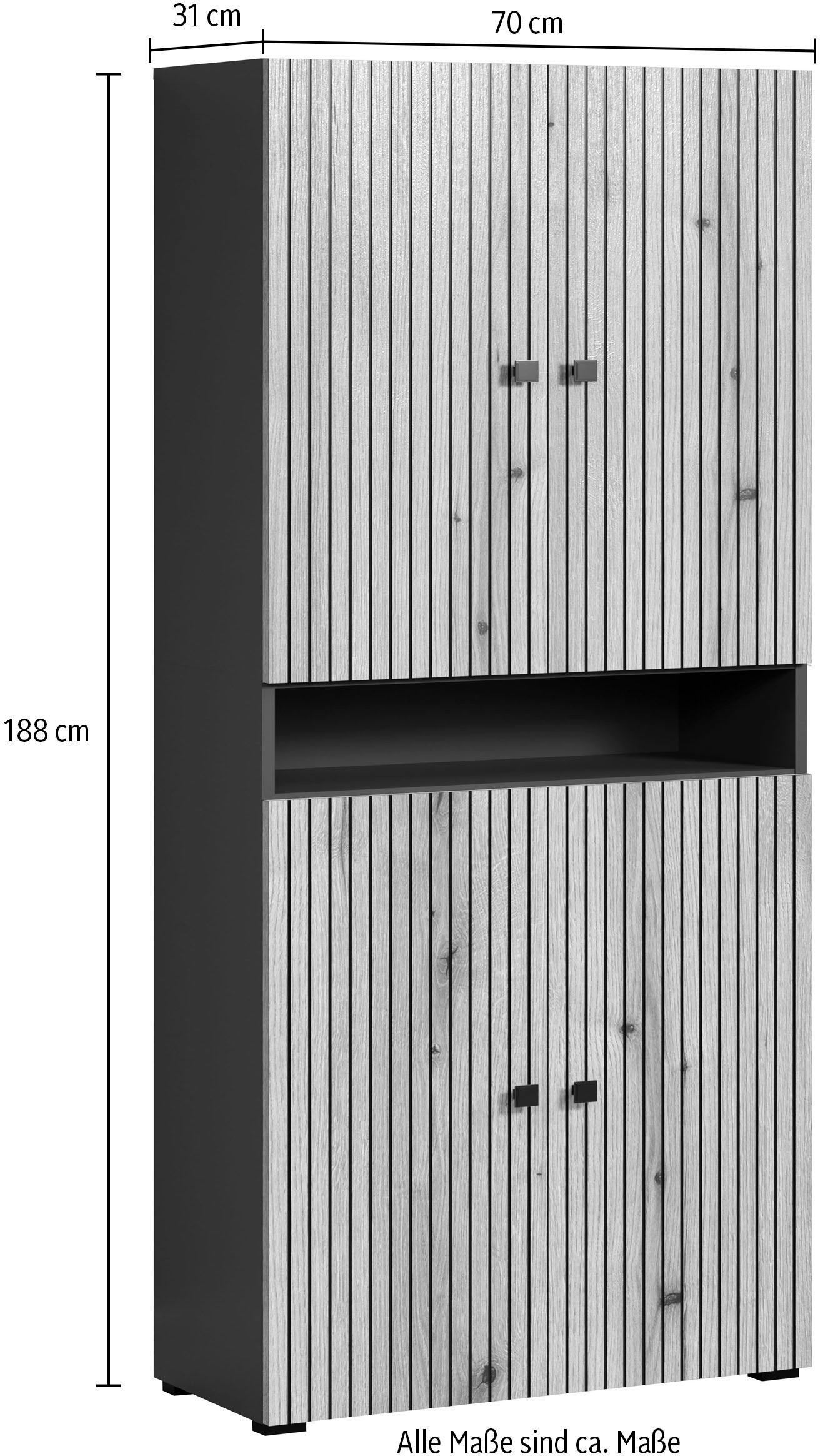 welltime Hochschrank »Amrum« 1 Stk. tlg. Badezimmerschrank mit und ohne Schublade - (B/T/H) 40-70/31/186 cm