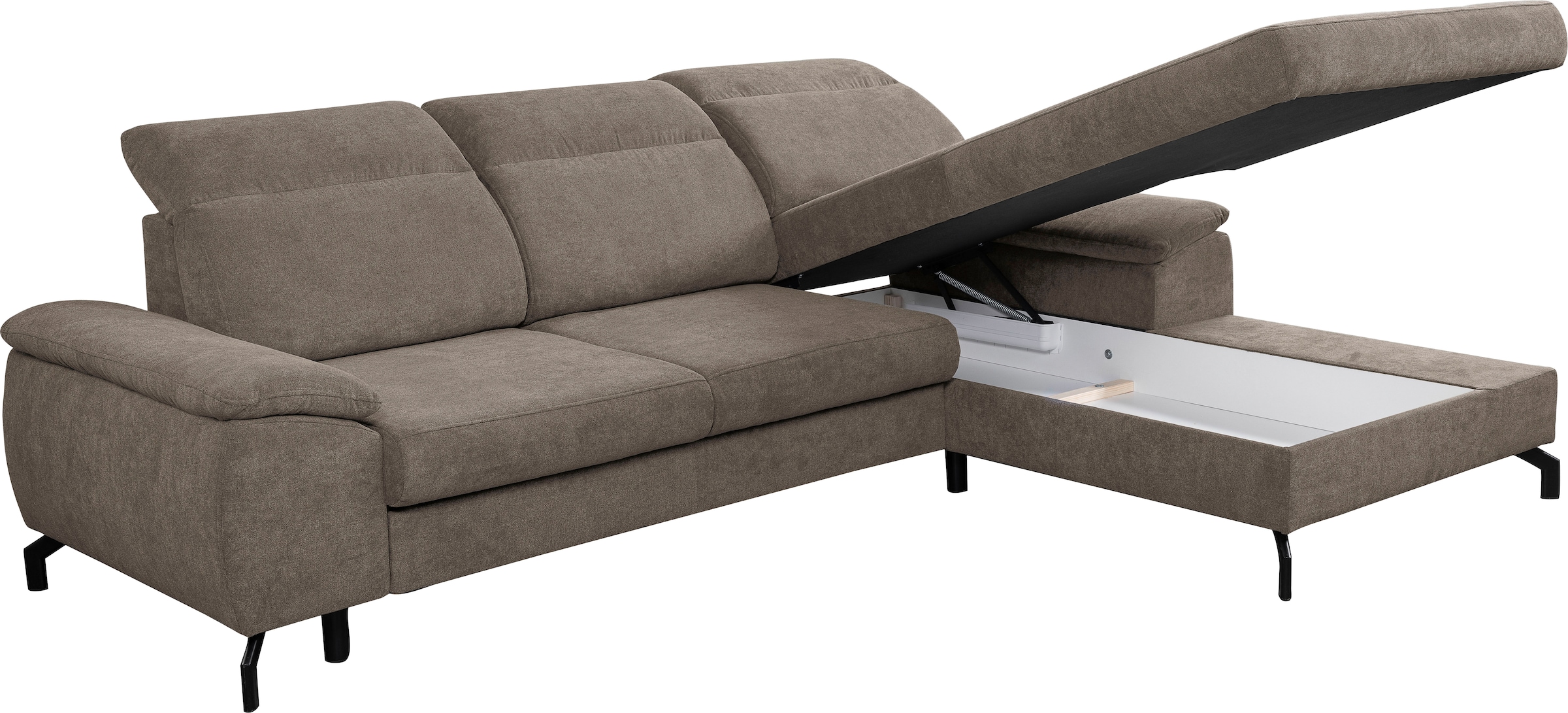 WERK2 Ecksofa »Panama L-Form«, Modernes Sofa mit Schlaffunktion, Bettkasten, Kopfteile verstellbar