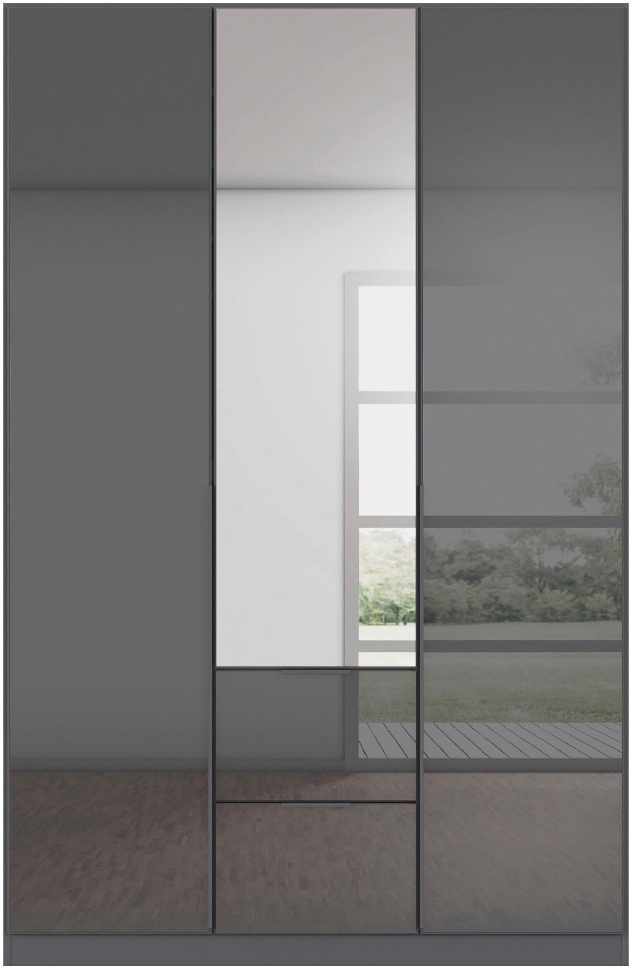 rauch Drehtürenschrank »Kleiderschrank Kleiderschränke Schrank Garderobe AGORDO mit Glasfront«, (in zwei Griff-Farben, Breiten 91-360 cm), mit Außenschubkästen, in 7 Breiten und 2 Höhen MADE IN GERMANY