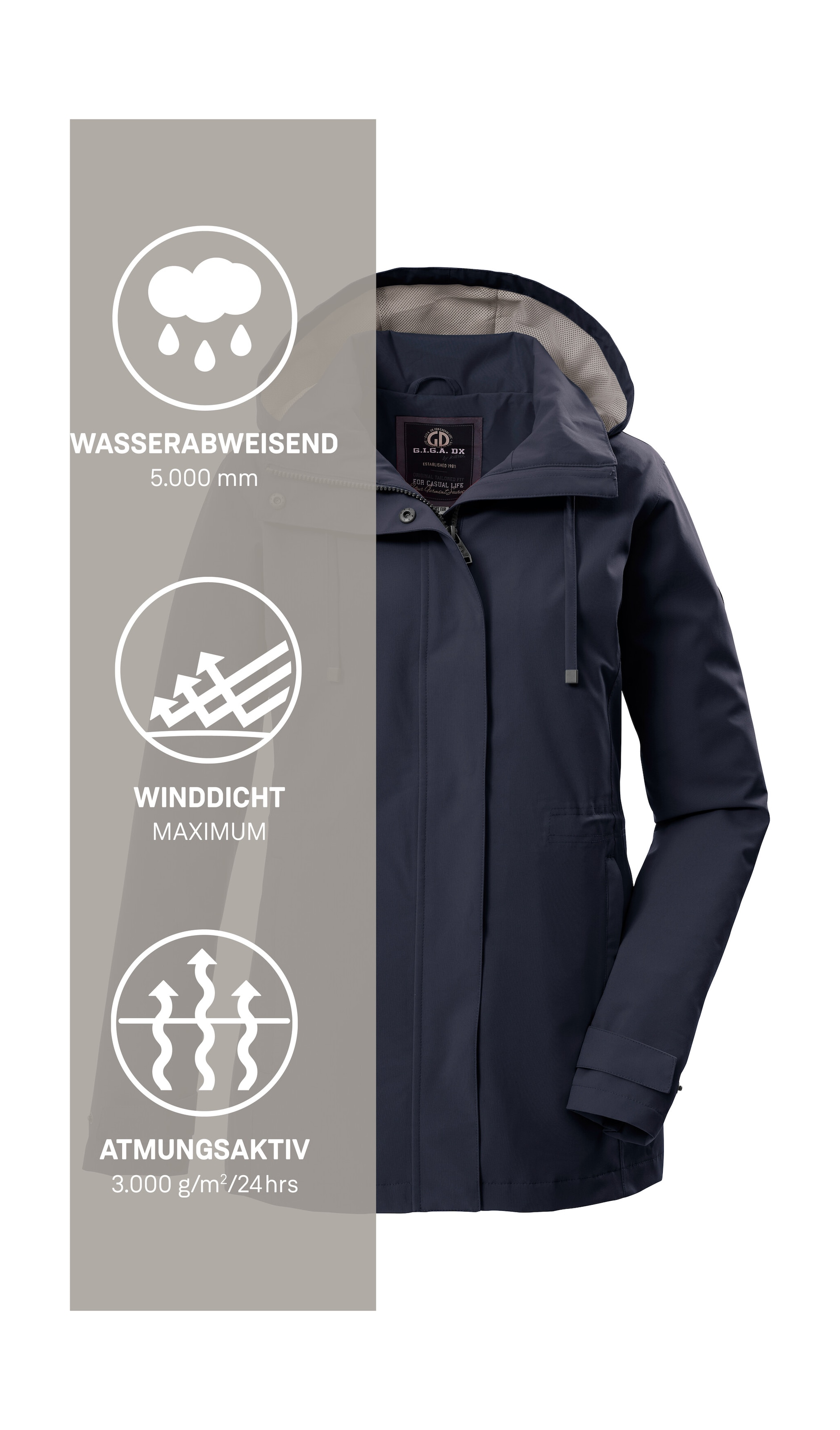 G.I.G.A. DX by killtec Funktionsjacke »GS 106 WMN JCKT« Winddichte, wasserabweisende Damenjacke mit verstellbarer Passform