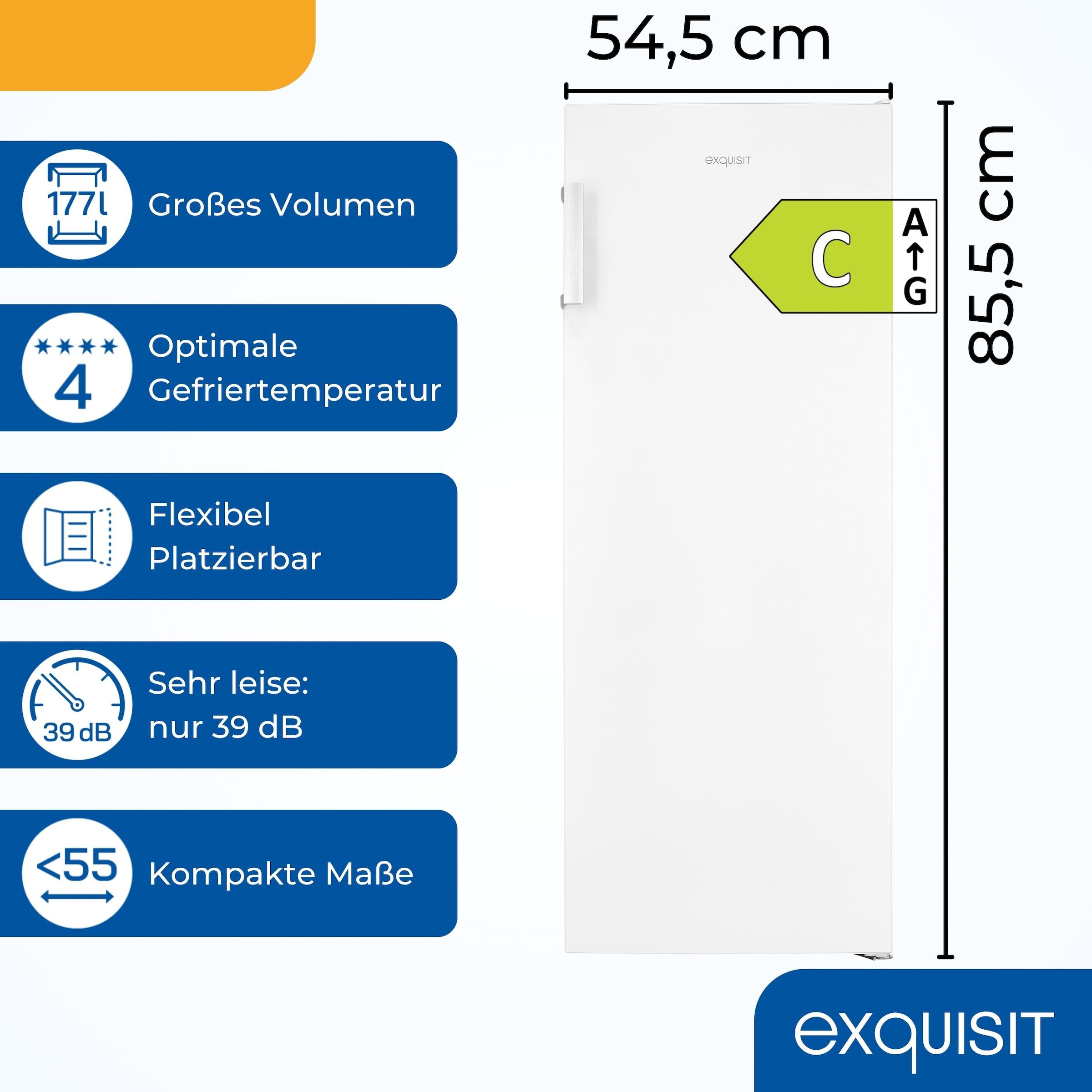 exquisit Gefrierschrank »GS230-H-050C weiss« 144 cm hoch 54 cm breit