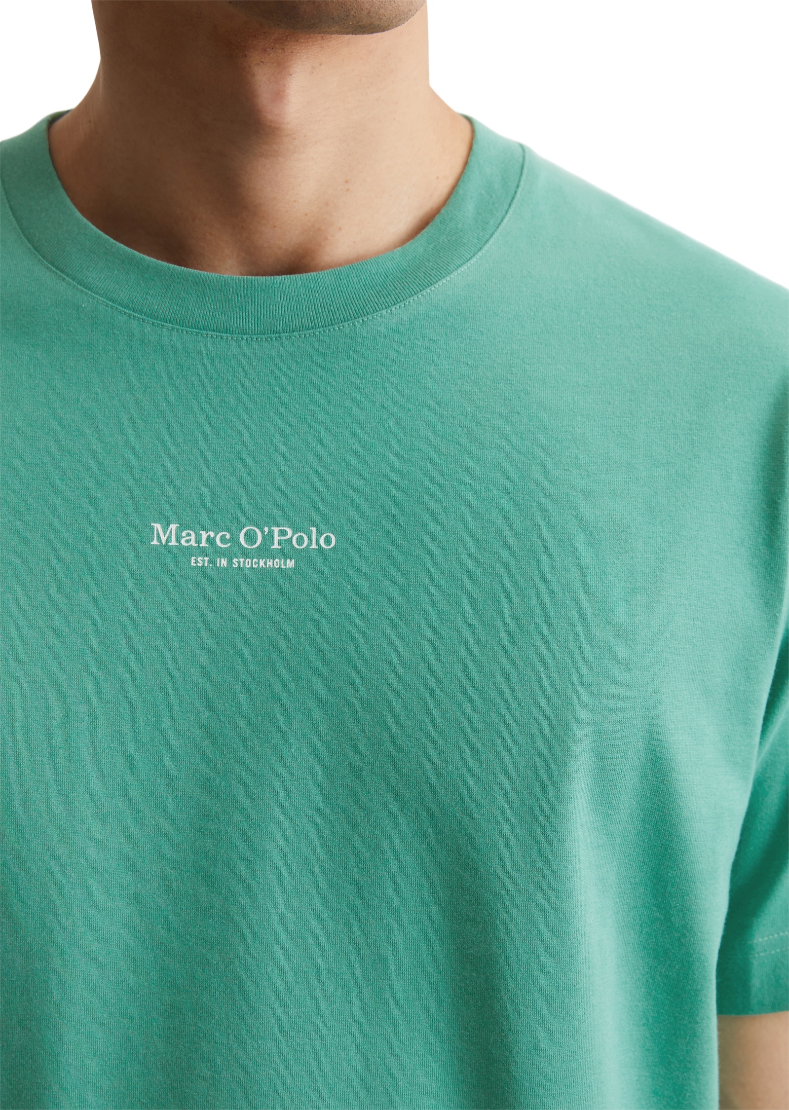 Marc O'Polo T-Shirt, ein kleines, dezentes Logo in Kontrastfarbe ziert die Brust