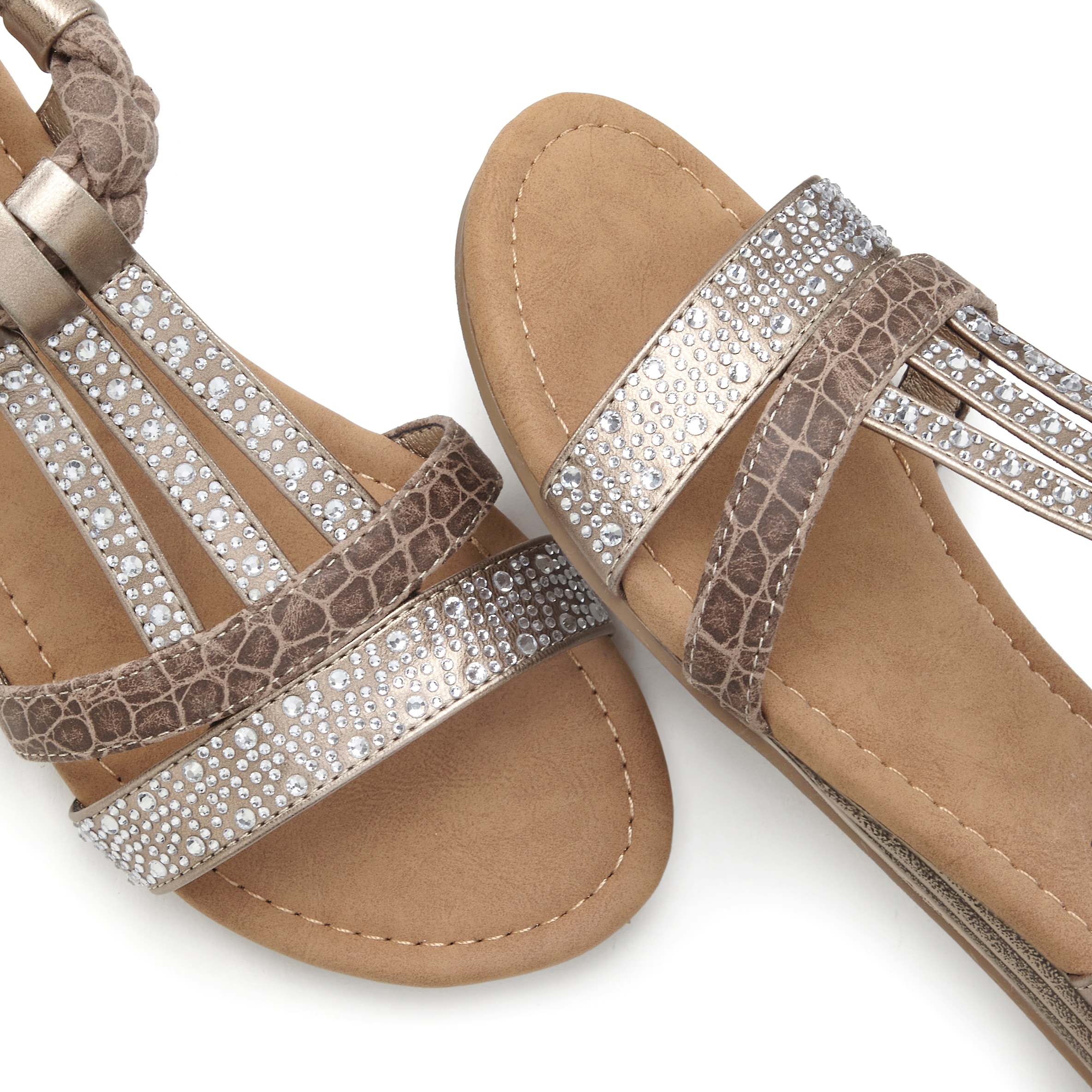 LASCANA Sandale »Sommerschuh«, mit Glitzersteinen, kleiner Keilabsatz, Sandalette, Sommerschuh VEGAN