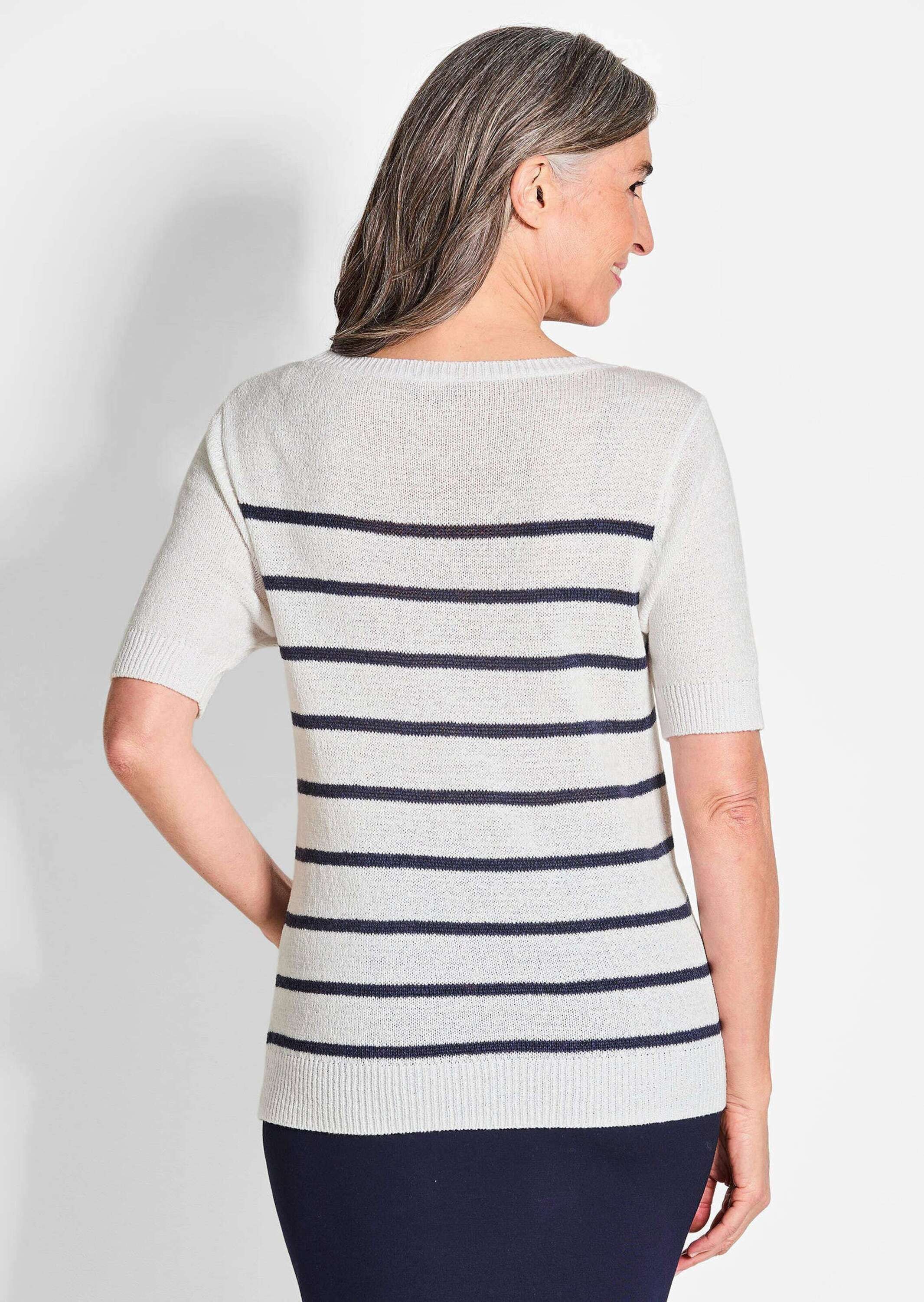 GOLDNER Rundhalspullover »Kurzgröße Maritimer Pullover mit U-Boot-Ausschnitt«