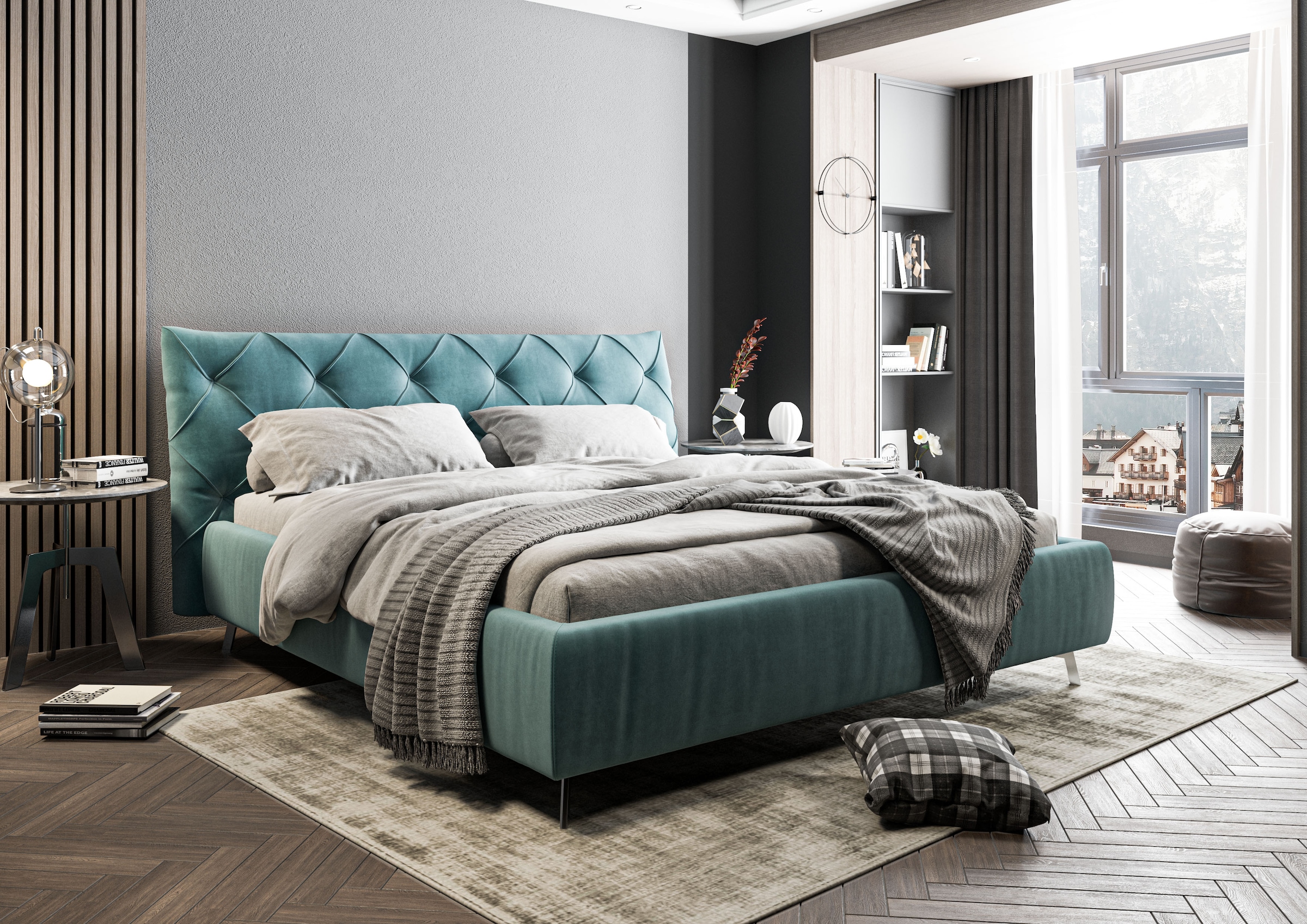 Home affaire Polsterbett »Elloree in 4 Breiten bis 200cm, auch in Leder« Kopfteilhöhe 105cm, belastbar bis 280 kg, auch in Überlänge 220cm