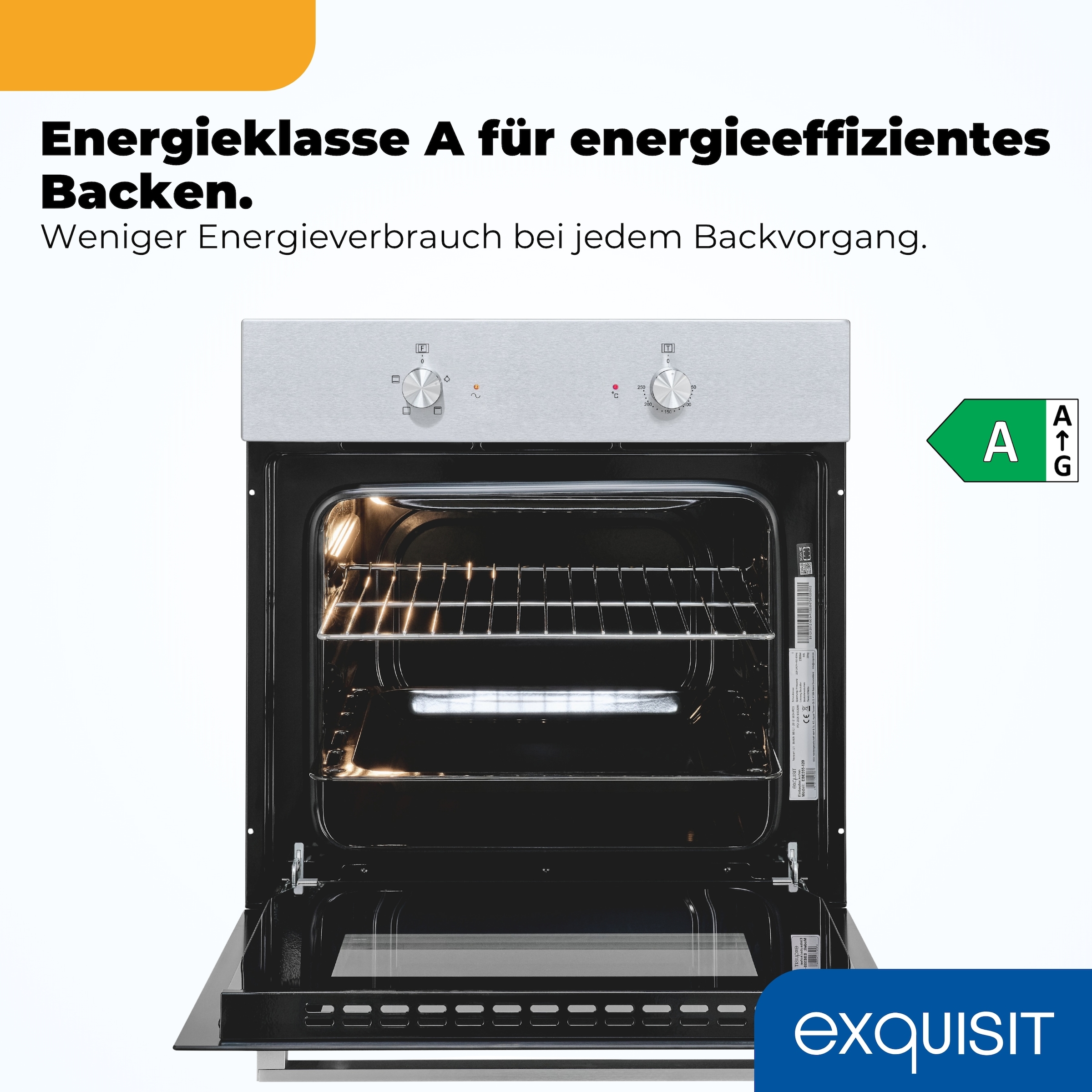 exquisit Backofen-Set »EBE555-120« Set, 2 Stk. tlg. Autarker Einbau-Ofen mit Ober-/Unterhitze, Sensor-Kochfeld