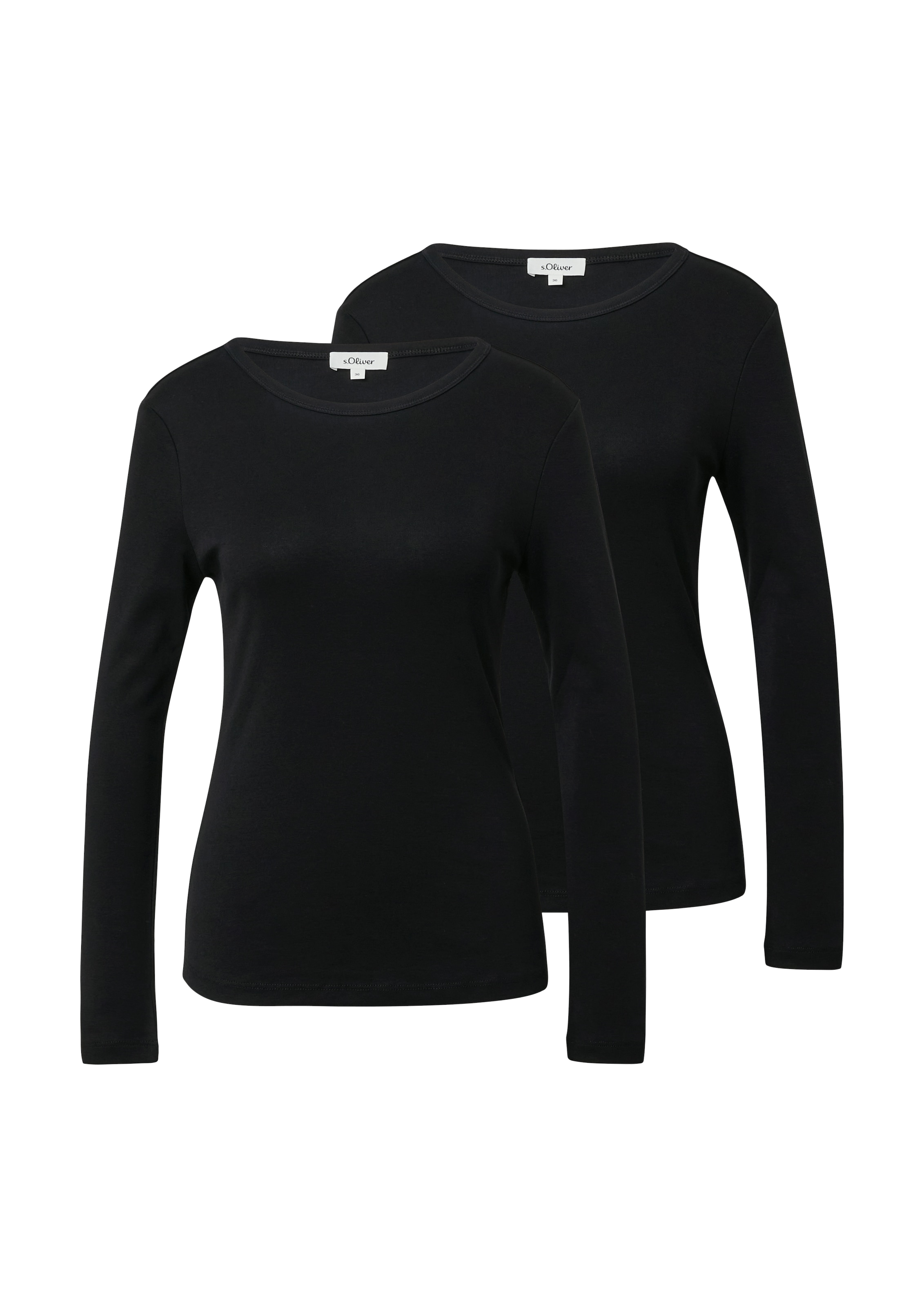 s.Oliver Langarmshirt 2 Stk. mit Rundhalsausschnitt, 2er Pack